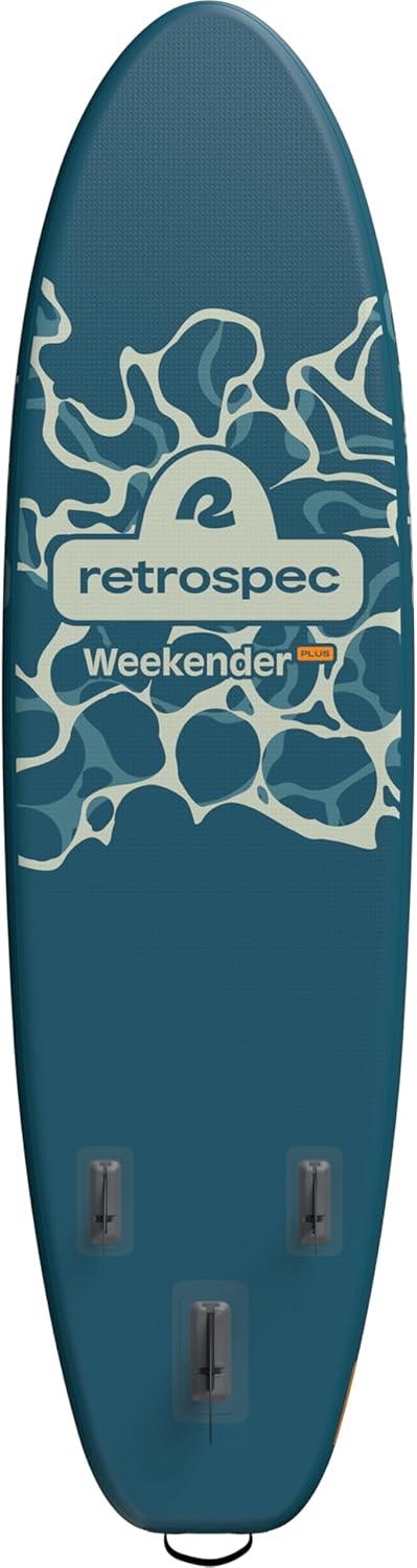 Retrospec Weekender Plus 10′ Inflatable Stand Up Paddleboard Double Layer PVC iSUP Bundle w/Carrying case, 3 Piece Adjustable Aluminum Paddle, 3 Removable fins, Pump, and Cell Phone case(River Ripple)