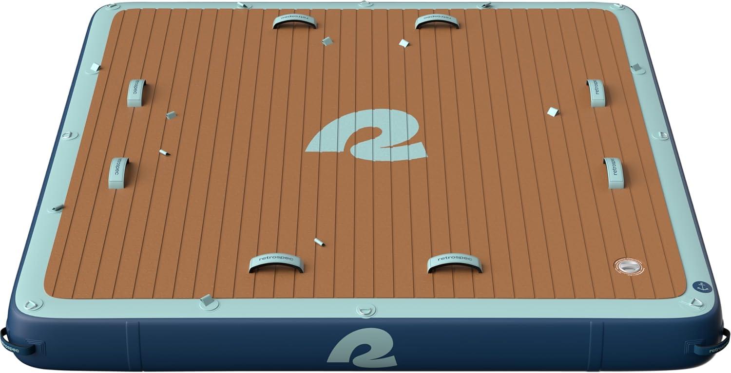 Retrospec Siesta Dock 7′ & 10′ XL Inflatable Floating Platform – Lake & Pool Essential with 1050lb & 1500lb Capacity – Multi-Person Water Dock with D-Rings & Pump(Legacy 7′ x 7′)