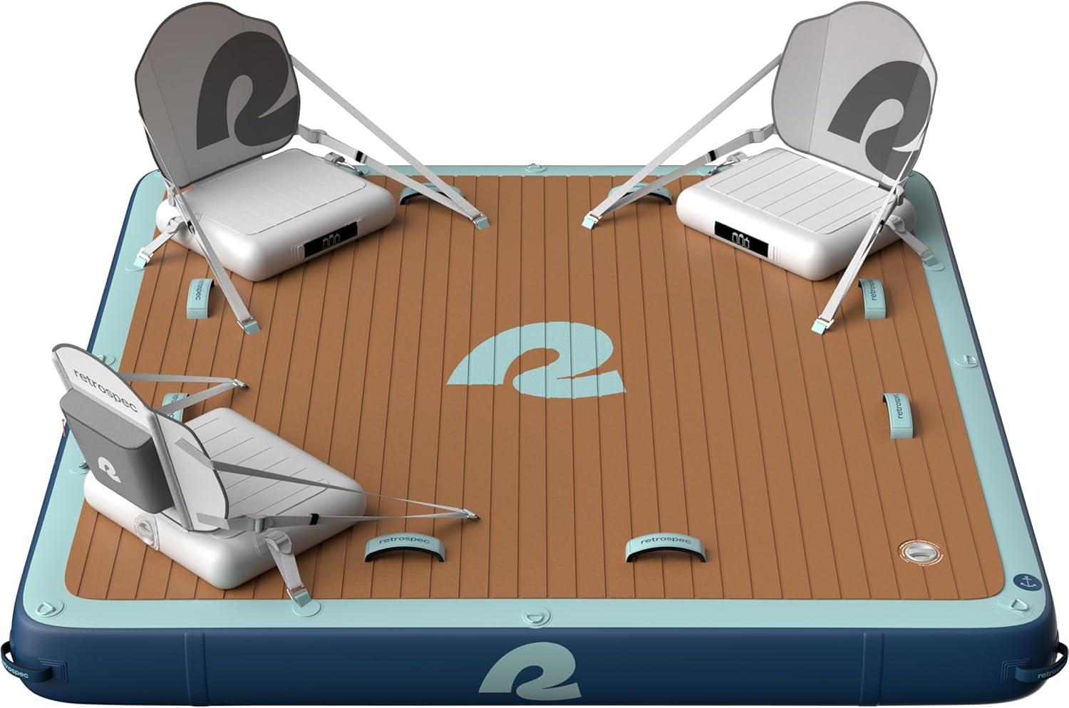 Retrospec Siesta Dock 7′ & 10′ XL Inflatable Floating Platform – Lake & Pool Essential with 1050lb & 1500lb Capacity – Multi-Person Water Dock with D-Rings & Pump(Legacy 7′ x 7′)
