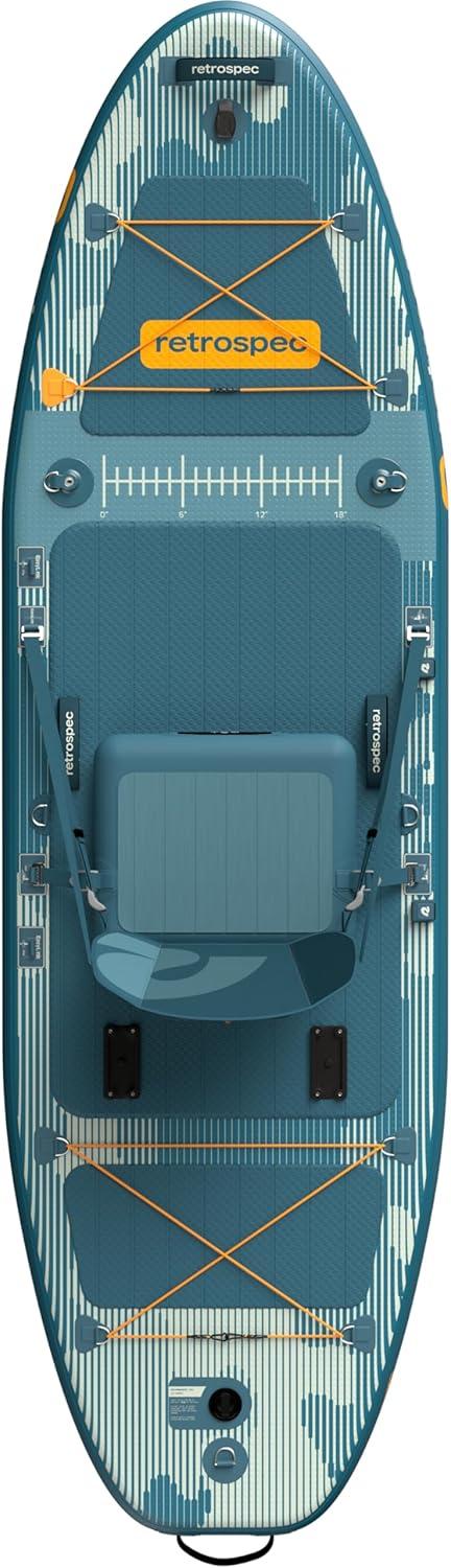 Retrospec June Nano Kids Inflatable Fishing Paddle Board SUP Kayak: 9’6″ Hybrid Paddleboard with Rod Holders, Removable Seat – Lightweight Portable Youth Fishing Board(River Rock)
