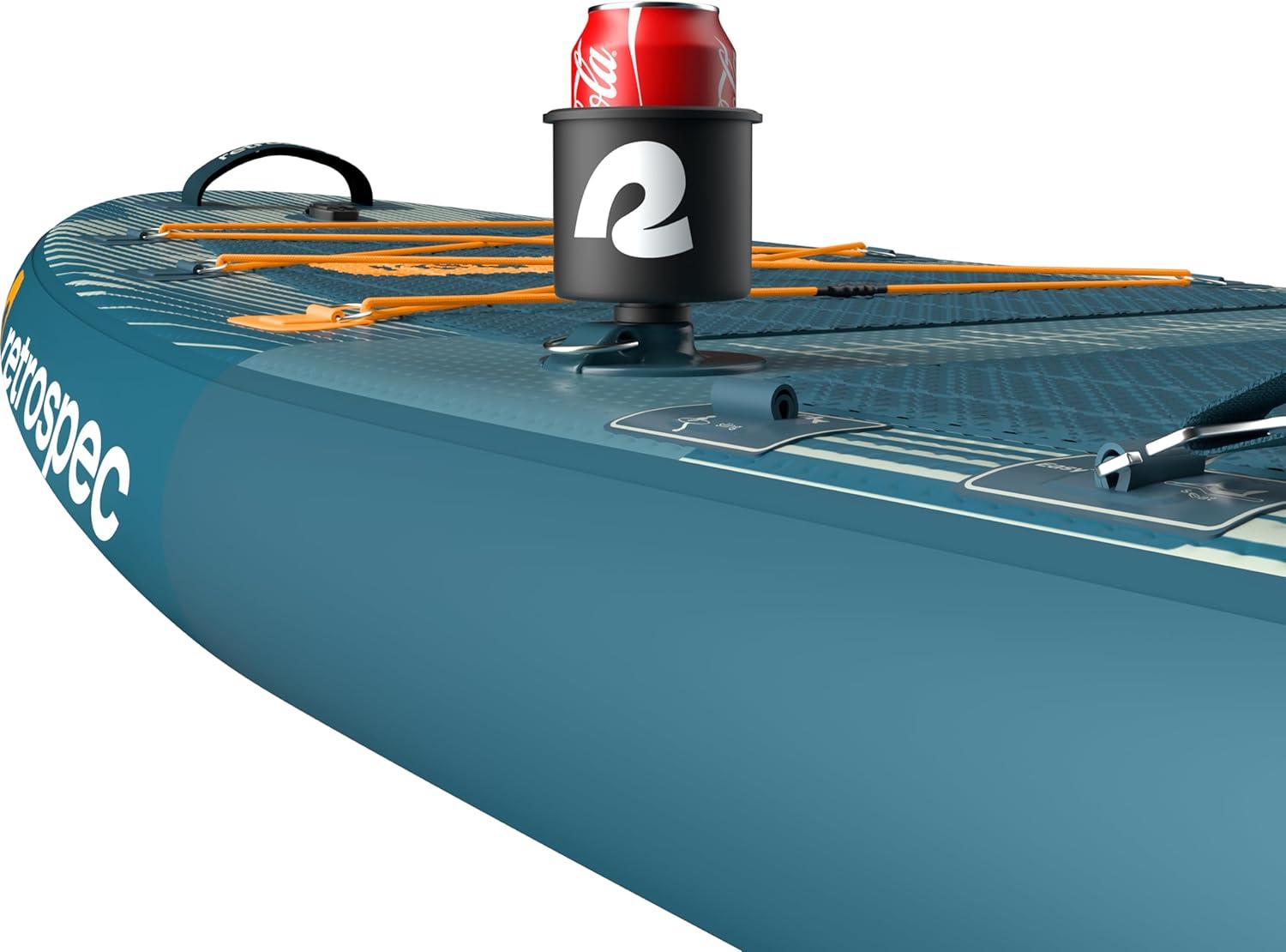 Retrospec June Nano Kids Inflatable Fishing Paddle Board SUP Kayak: 9’6″ Hybrid Paddleboard with Rod Holders, Removable Seat – Lightweight Portable Youth Fishing Board(River Rock)