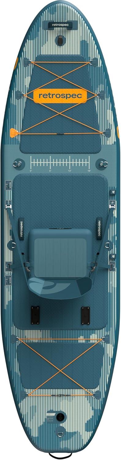 Retrospec June Inflatable Fishing Paddle Board 11’6 with Removable Seat – Puncture-Resistant Paddle Board for Fishing with Rod Holders, Non-Slip Deck Pad & Accessories(River Rock)
