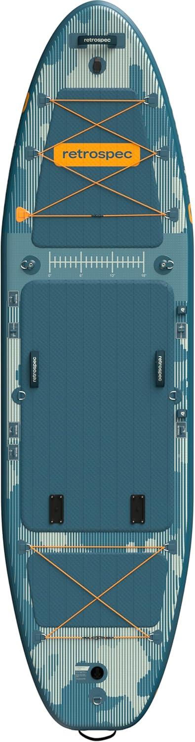 Retrospec June Inflatable Fishing Paddle Board 11’6 with Removable Seat – Puncture-Resistant Paddle Board for Fishing with Rod Holders, Non-Slip Deck Pad & Accessories(River Rock)