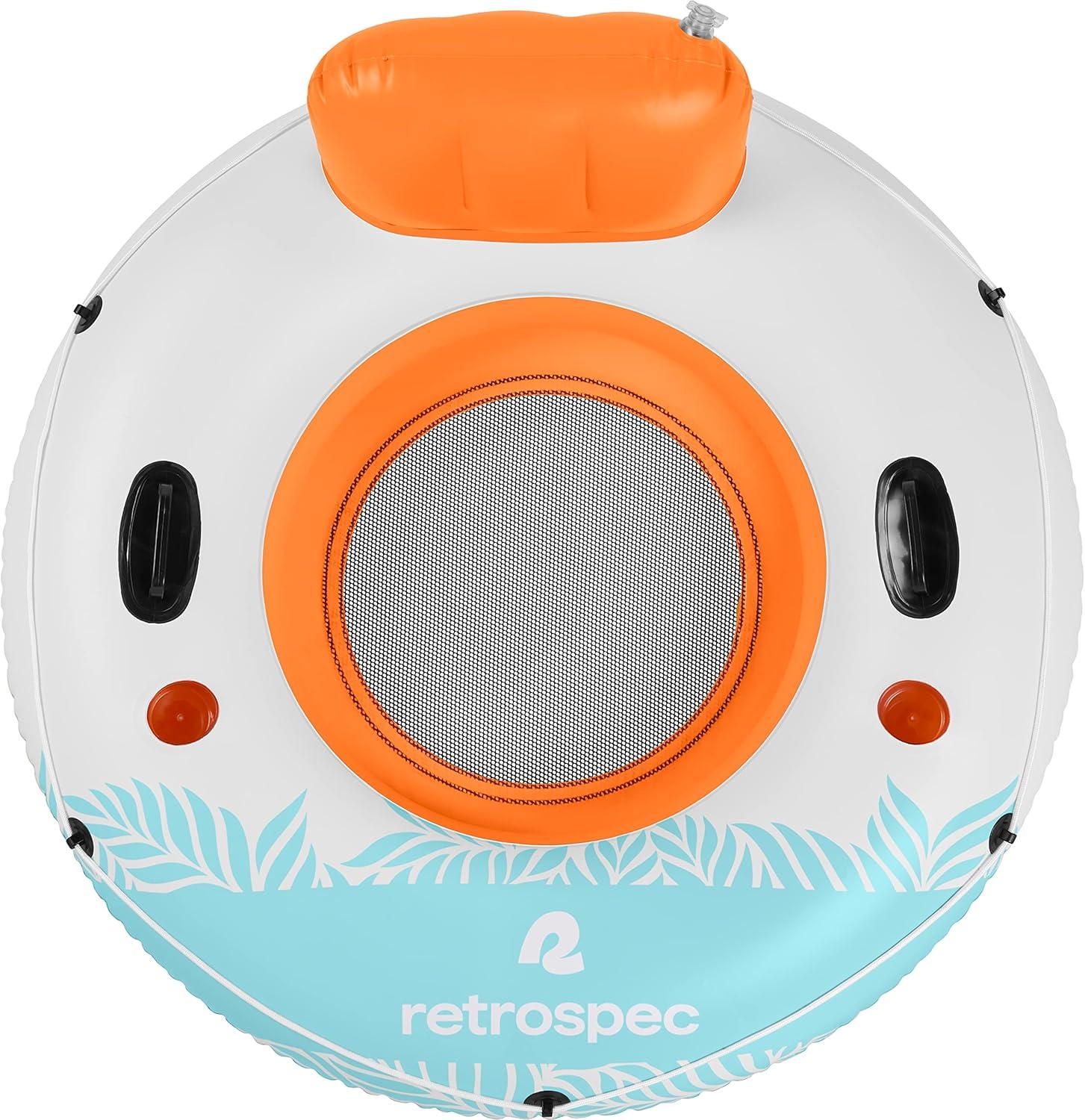 ﻿Retrospec Weekender Float River Tube for Lakes, Rivers, and Pools ﻿with 2 Cup Holders, Built-in Backrest and Wrap Around Grab Rope for Easy Transport(Creamsicle)