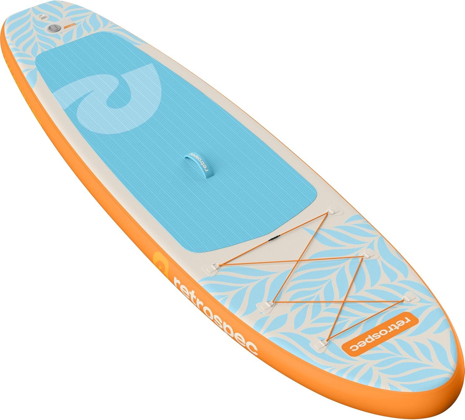 Retrospec Weekender Inflatable Stand Up Paddle Board Includes Paddle, Pump, and Accessories 10’6 Lightweight iSUP, Puncture Resistant Inflatable Paddle Board for Adults(Creamsicle 1)