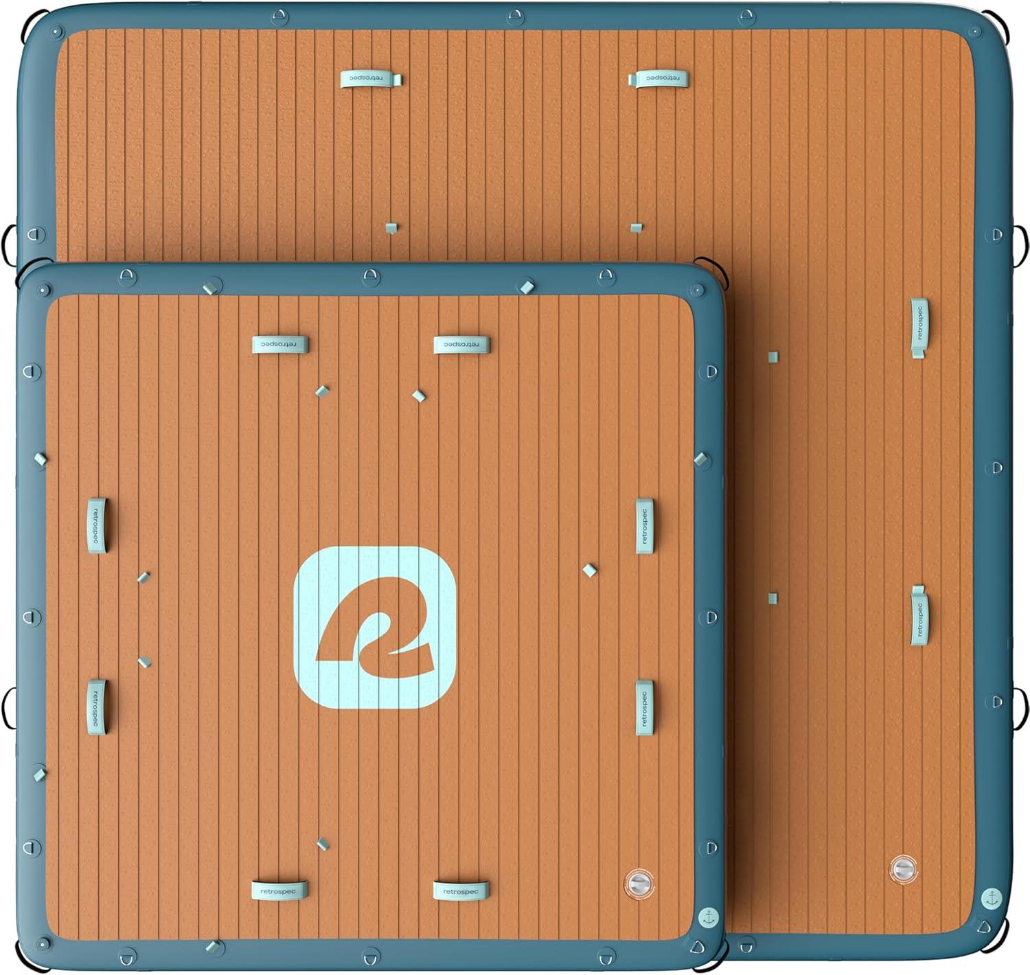 Retrospec Siesta Dock 7′ & 10′ XL Inflatable Floating Platform – Lake & Pool Essential with 1050lb & 1500lb Capacity – Multi-Person Water Dock with D-Rings & Pump(XL 10′ x 10′)