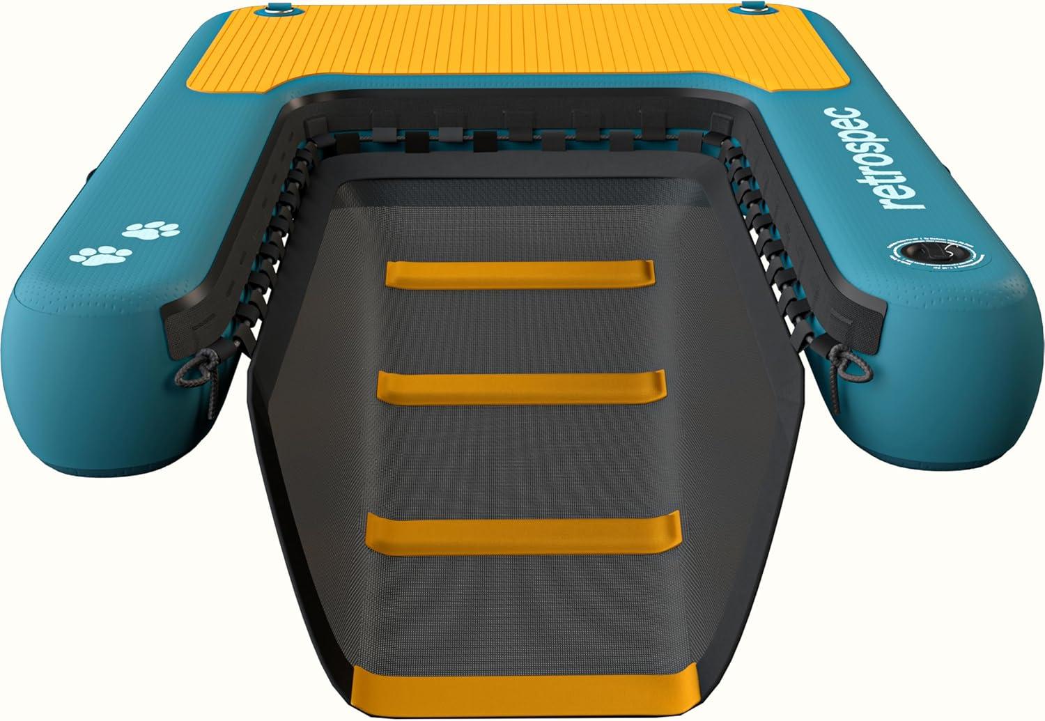 Retrospec Siesta Pup Inflatable Dog Water Ramp – Portable Floating Dock Platform with Non-Slip Surface | High-Visibility Pet Pool & Boat Ladder for Dogs up to 120lbs