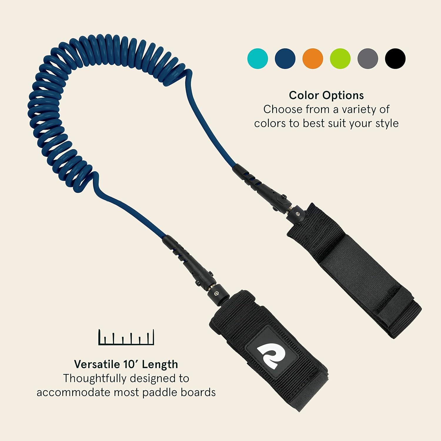 Retrospec Weekender 10′ Paddle Board Safety Leash, Coiled for Stand Up Paddleboards(Nautical Blue)