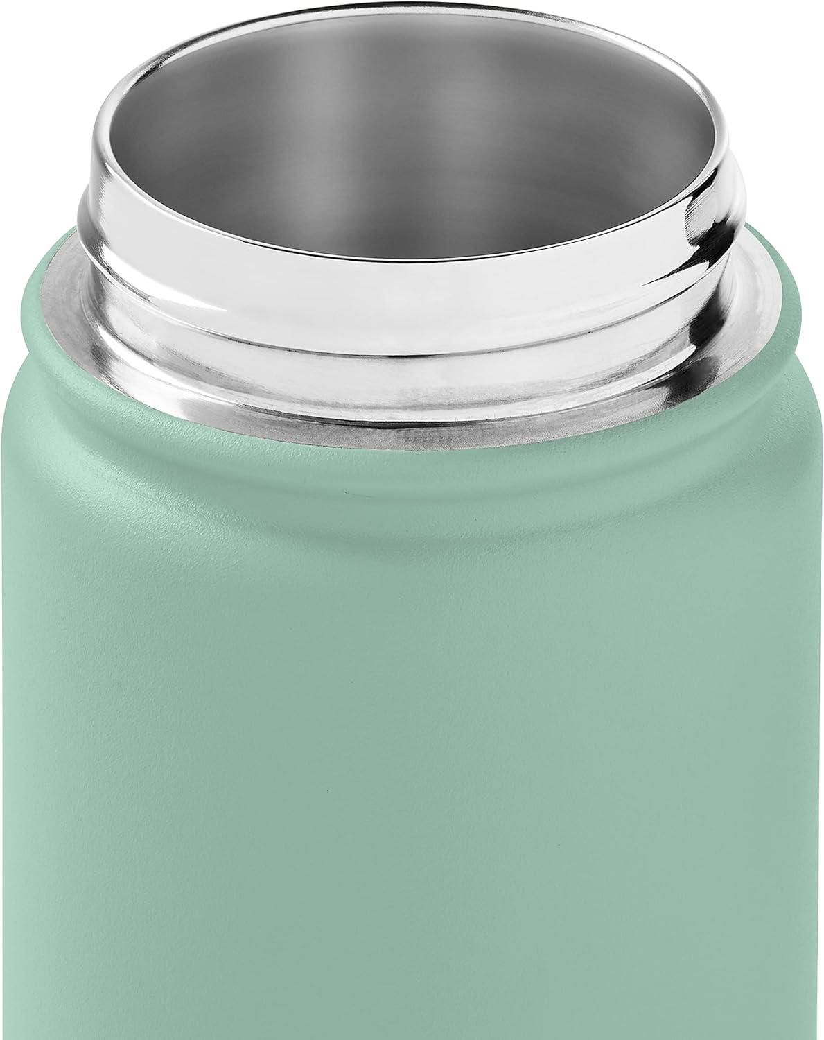 Retrospec Alder Insulated Water Bottle with Straw Lid & Handle Cap – Stainless Steel Wide Mouth Double-Wall Vacuum Insulated Thermos – BPA Free Leakproof Canteen(Pistachio)