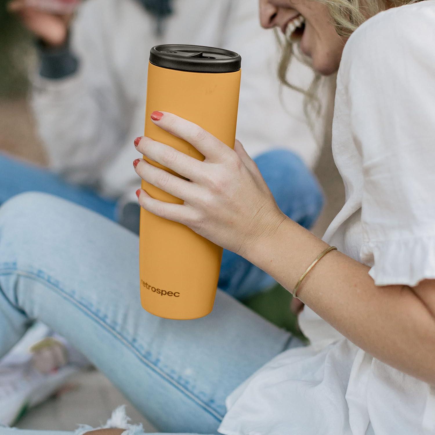 Retrospec Arroyo Stainless Steel Tumbler with Lid and Straw – Reusable Insulated Tumbler Cup – Iced Coffee Travel Mug – Double Walled Thermal Tumblers(Matte Honey)