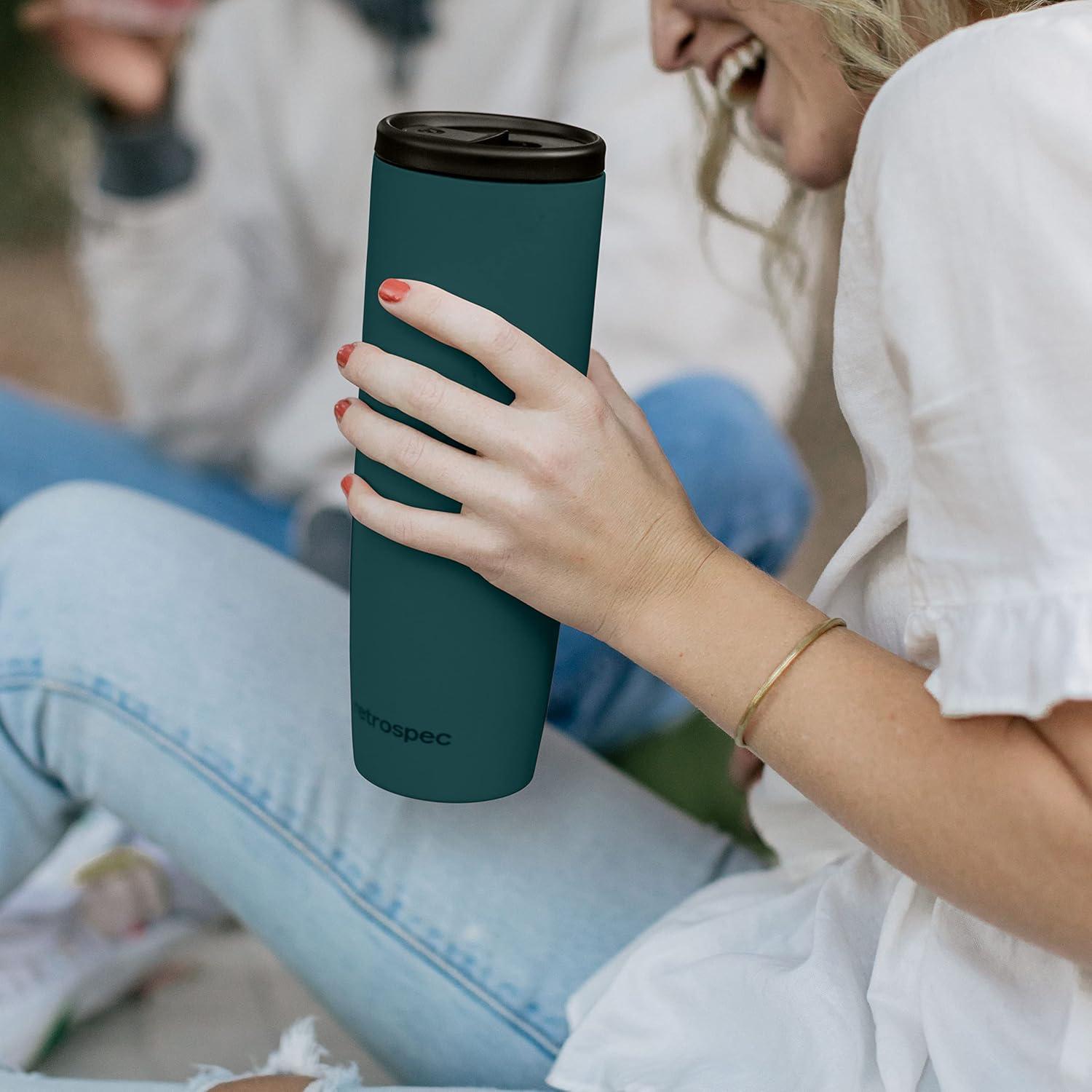 Retrospec Arroyo Stainless Steel Tumbler with Lid and Straw – Reusable Insulated Tumbler Cup – Iced Coffee Travel Mug – Double Walled Thermal Tumblers(Matte Superior Blue)