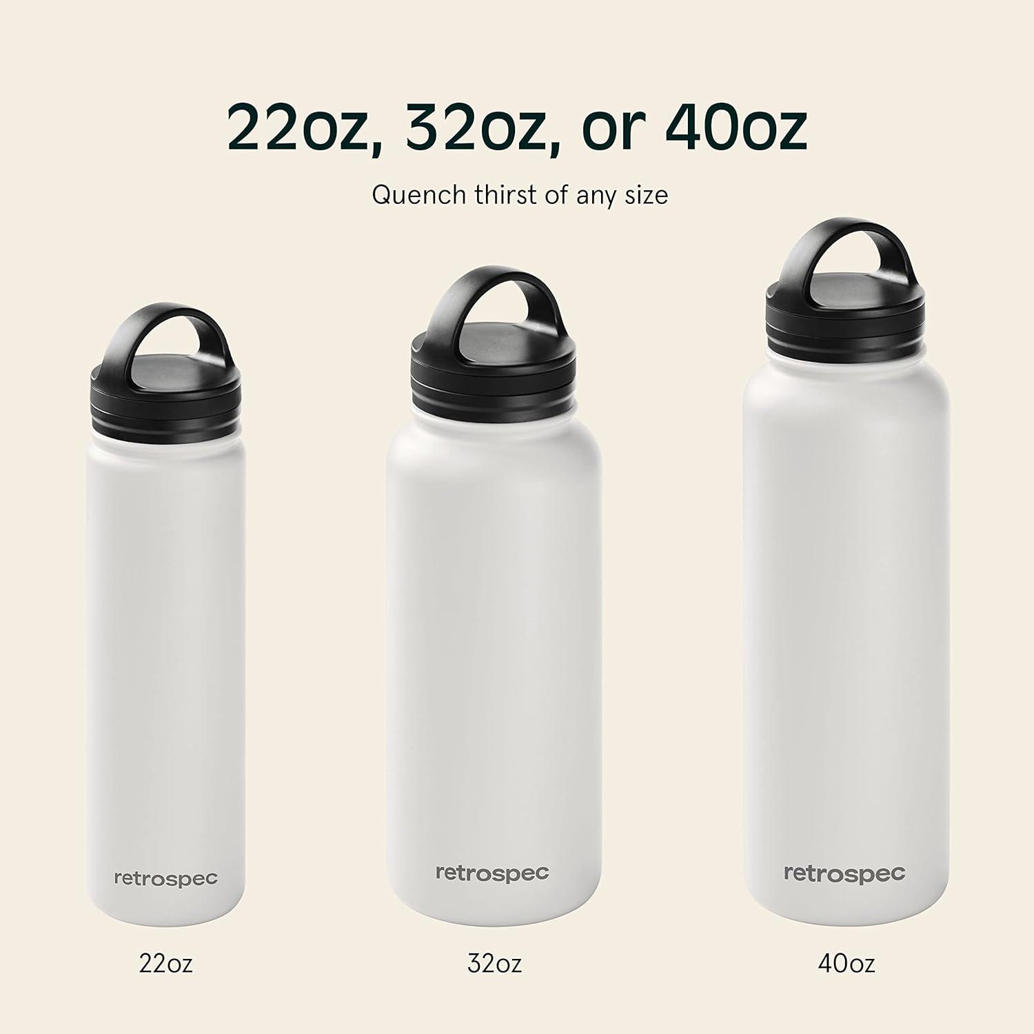 Retrospec Alder Insulated Water Bottle with Straw Lid & Handle Cap – Stainless Steel Wide Mouth Double-Wall Vacuum Insulated Thermos – BPA Free Leakproof Canteen(Abalone)