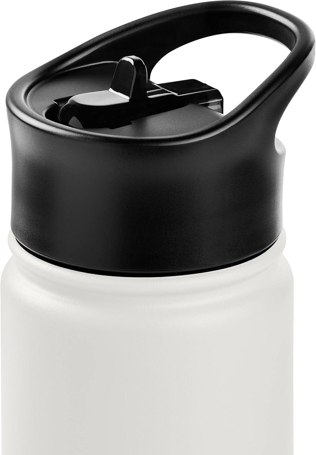 Retrospec Alder Insulated Water Bottle with Straw Lid & Handle Cap – Stainless Steel Wide Mouth Double-Wall Vacuum Insulated Thermos – BPA Free Leakproof Canteen(Abalone)