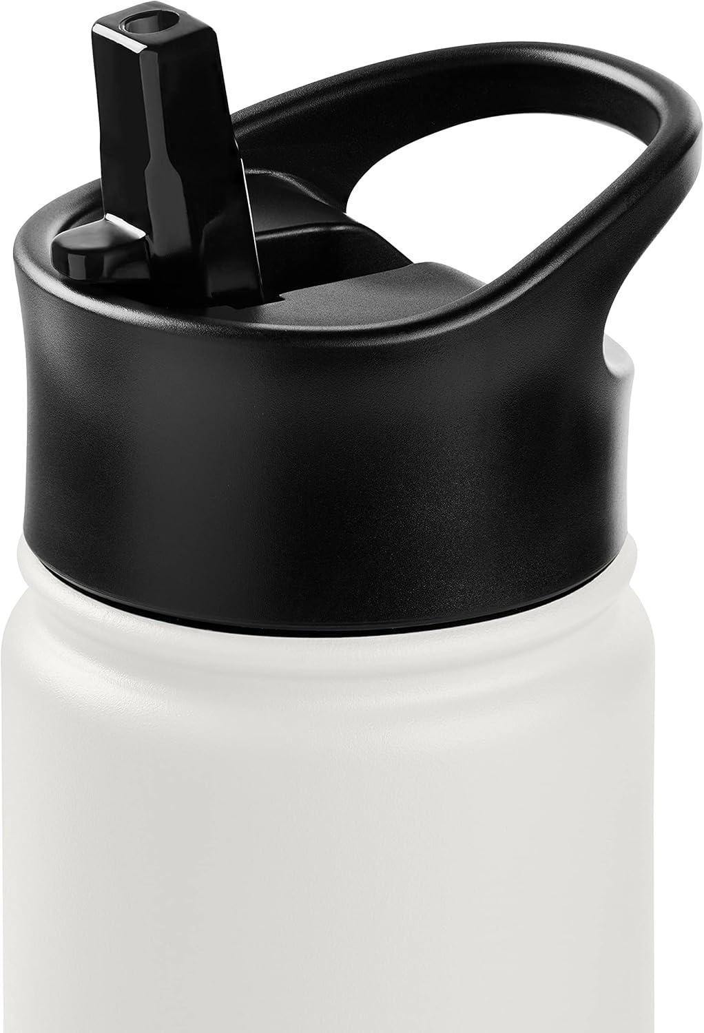 Retrospec Alder Insulated Water Bottle with Straw Lid & Handle Cap – Stainless Steel Wide Mouth Double-Wall Vacuum Insulated Thermos – BPA Free Leakproof Canteen(Abalone)