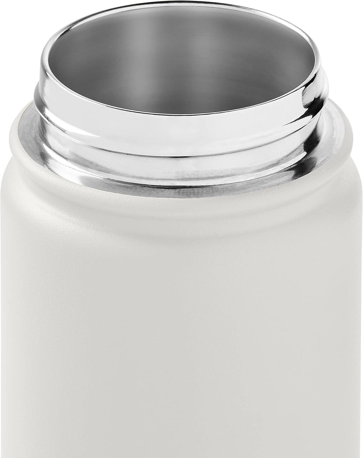 Retrospec Alder Insulated Water Bottle with Straw Lid & Handle Cap – Stainless Steel Wide Mouth Double-Wall Vacuum Insulated Thermos – BPA Free Leakproof Canteen(Abalone)