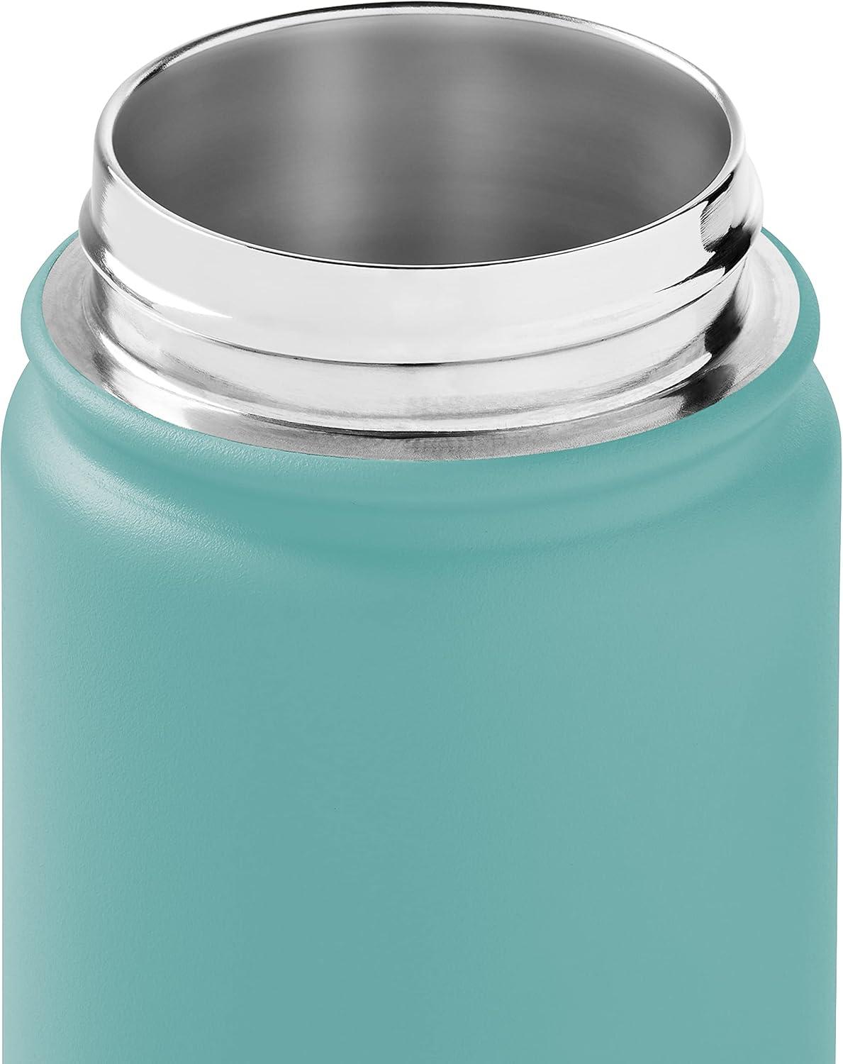 Retrospec Alder Insulated Water Bottle with Straw Lid & Handle Cap – Stainless Steel Wide Mouth Double-Wall Vacuum Insulated Thermos – BPA Free Leakproof Canteen(Blue Ridge)
