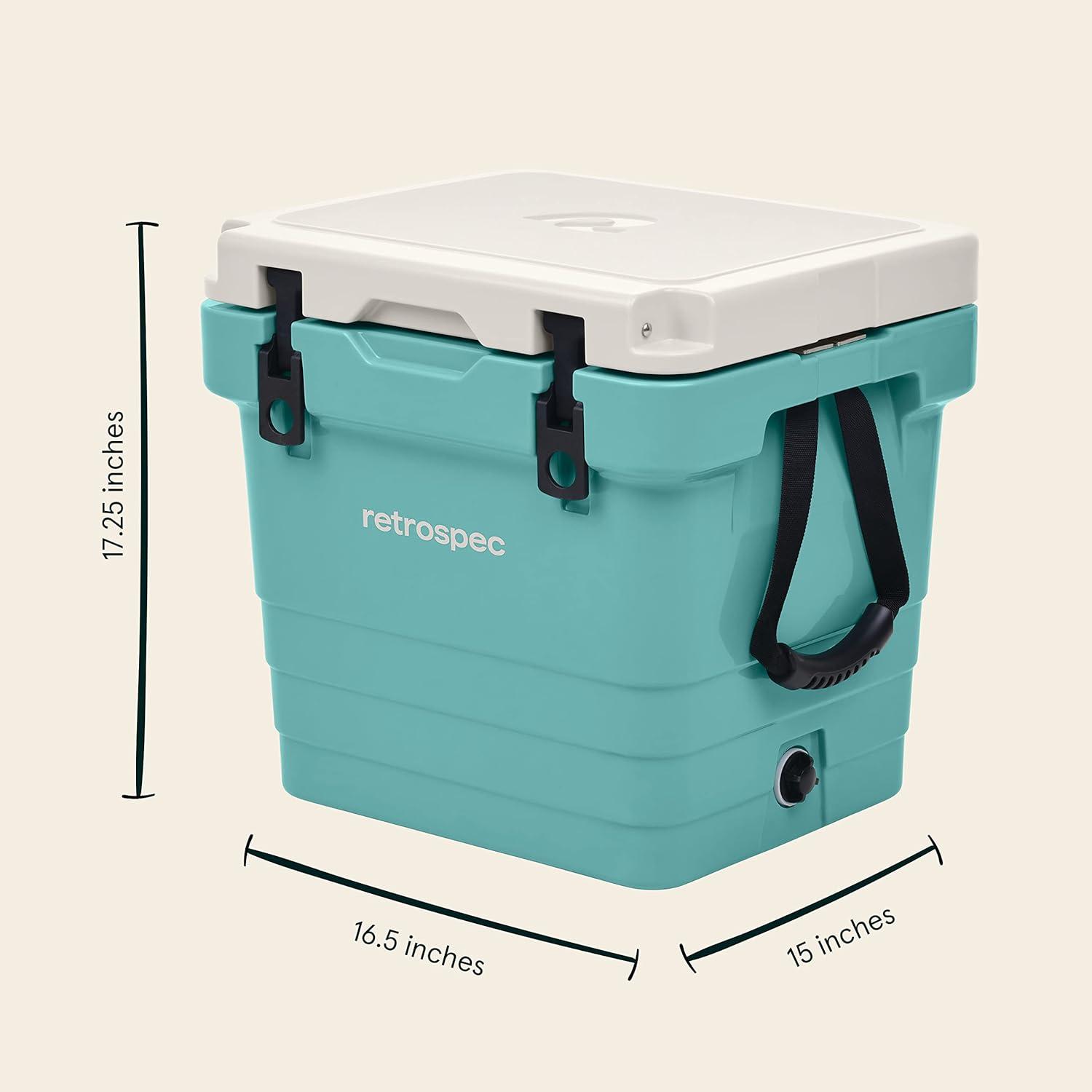 Retrospec Palisade Rotomolded Cooler – Fully Insulated Portable Ice Chest with Built in Bottle Opener, Tie-Down Slots & Dry Goods Basket – Large Beach, Camping & Travel Coolers 25, 45 & 65qt(Blue Ridge)