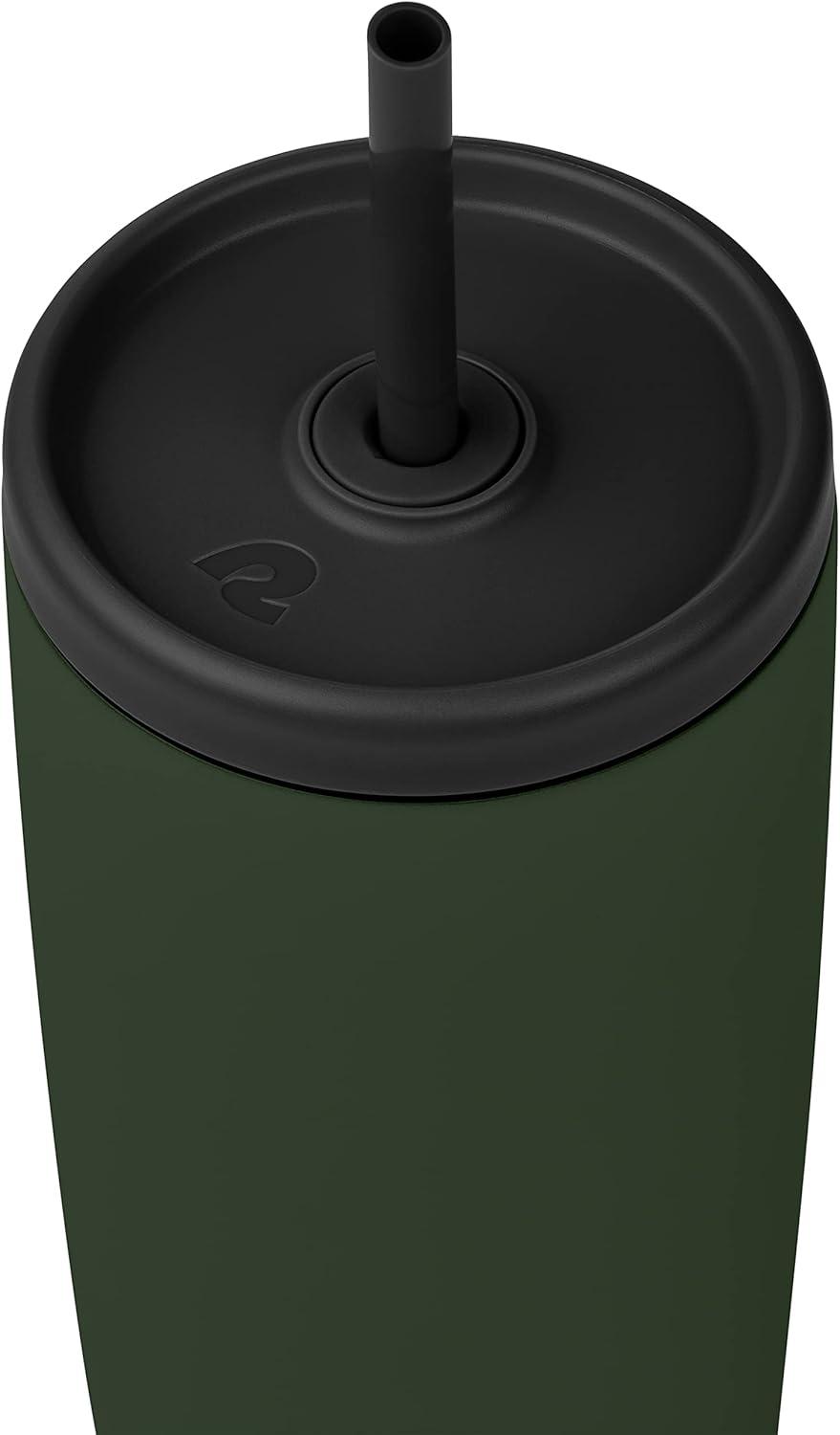 Retrospec Arroyo Stainless Steel Tumbler with Lid and Straw – Reusable Insulated Tumbler Cup – Iced Coffee Travel Mug – Double Walled Thermal Tumblers(Matte Olive Drab)