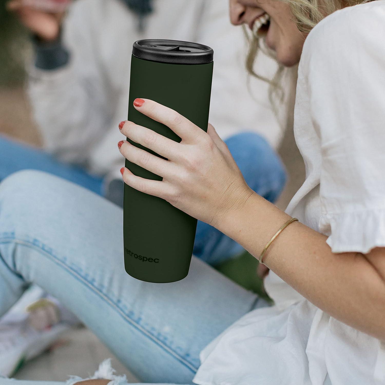 Retrospec Arroyo Stainless Steel Tumbler with Lid and Straw – Reusable Insulated Tumbler Cup – Iced Coffee Travel Mug – Double Walled Thermal Tumblers(Matte Olive Drab)