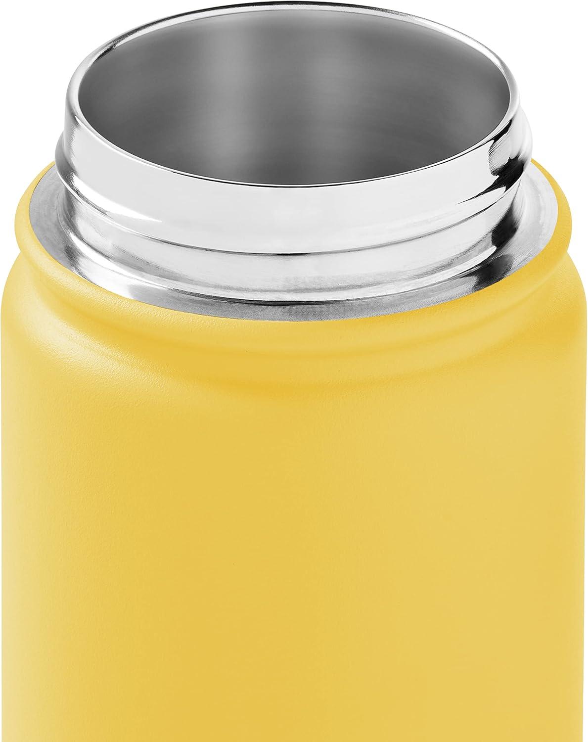 Retrospec Alder Insulated Water Bottle with Straw Lid & Handle Cap – Stainless Steel Wide Mouth Double-Wall Vacuum Insulated Thermos – BPA Free Leakproof Canteen(Honey)