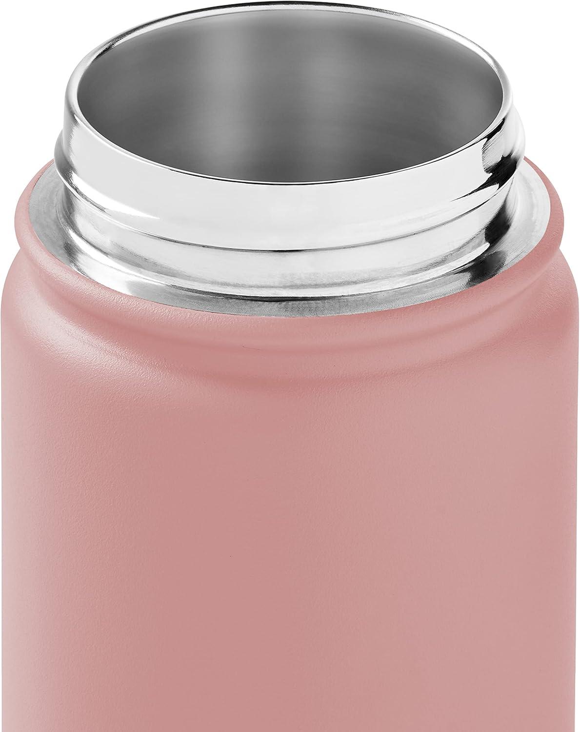 Retrospec Alder Insulated Water Bottle with Straw Lid & Handle Cap – Stainless Steel Wide Mouth Double-Wall Vacuum Insulated Thermos – BPA Free Leakproof Canteen(Melon)