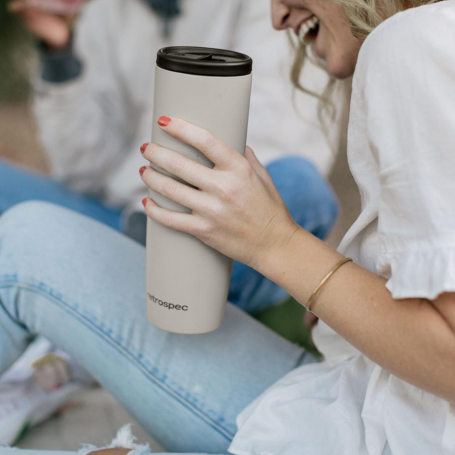 Retrospec Arroyo Stainless Steel Tumbler with Lid and Straw – Reusable Insulated Tumbler Cup – Iced Coffee Travel Mug – Double Walled Thermal Tumblers(Matte Abalone)