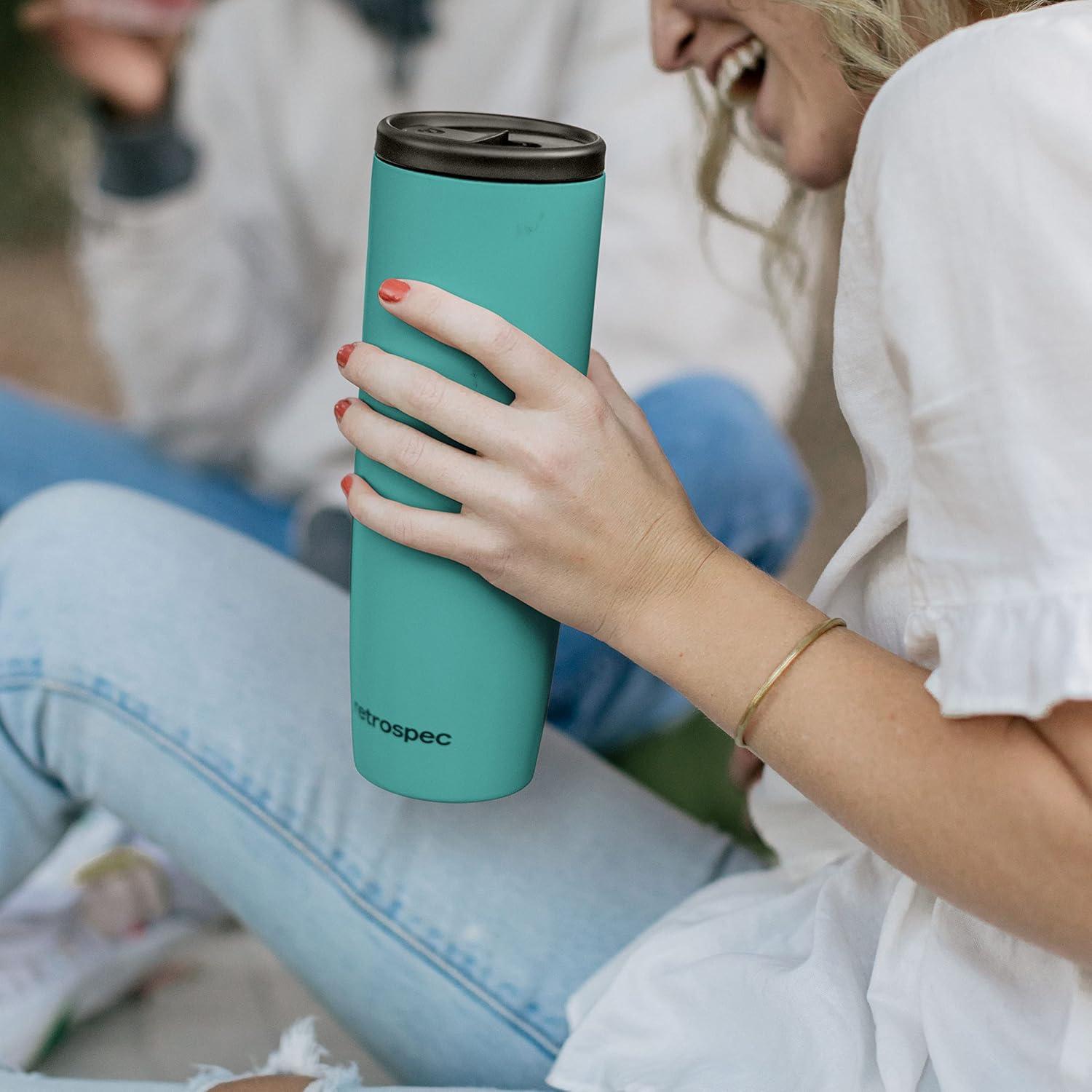 Retrospec Arroyo Stainless Steel Tumbler with Lid and Straw – Reusable Insulated Tumbler Cup – Iced Coffee Travel Mug – Double Walled Thermal Tumblers(Matte Blue Ridge)