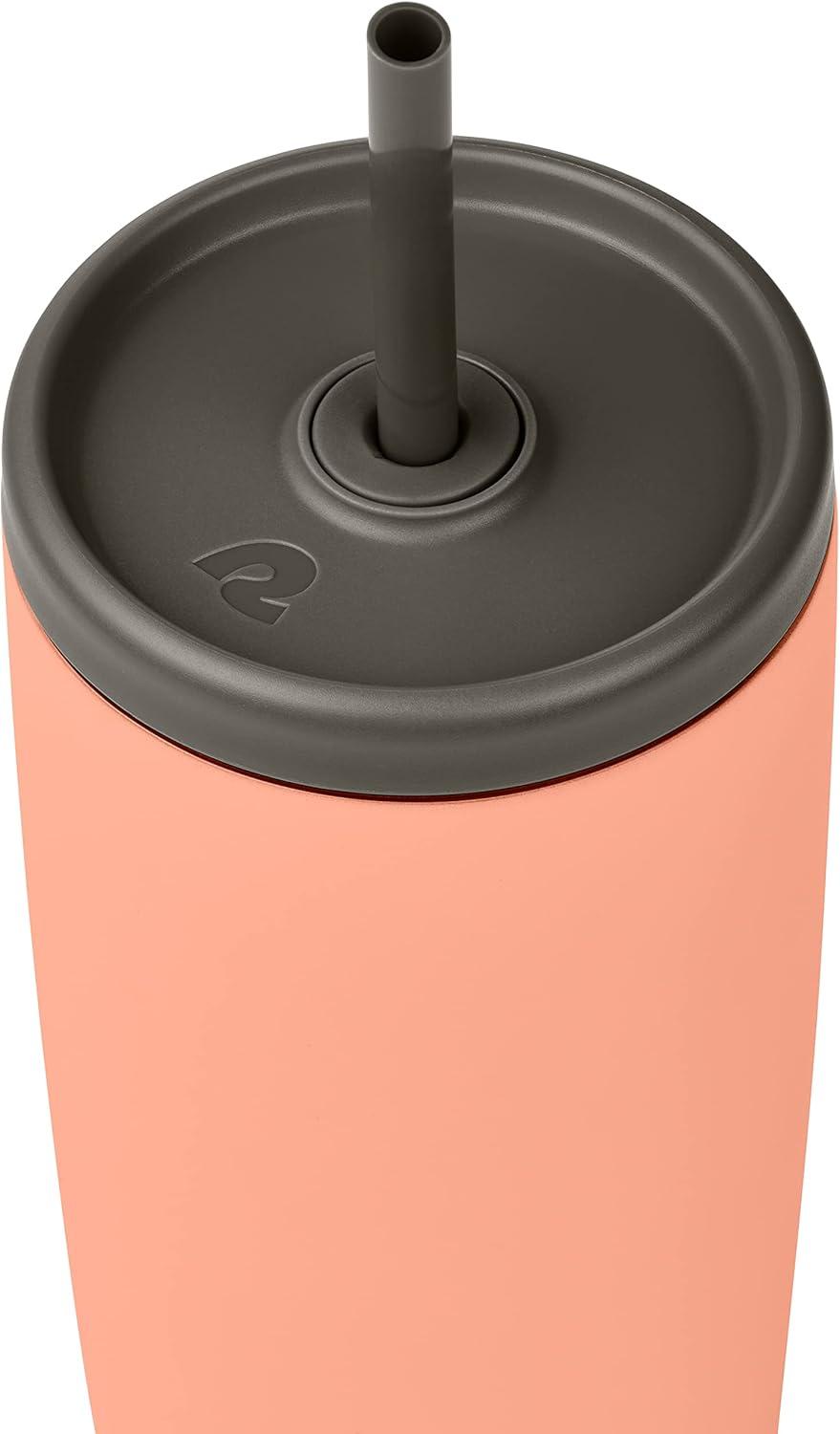 Retrospec Arroyo Stainless Steel Tumbler with Lid and Straw – Reusable Insulated Tumbler Cup – Iced Coffee Travel Mug – Double Walled Thermal Tumblers(Matte Melon)