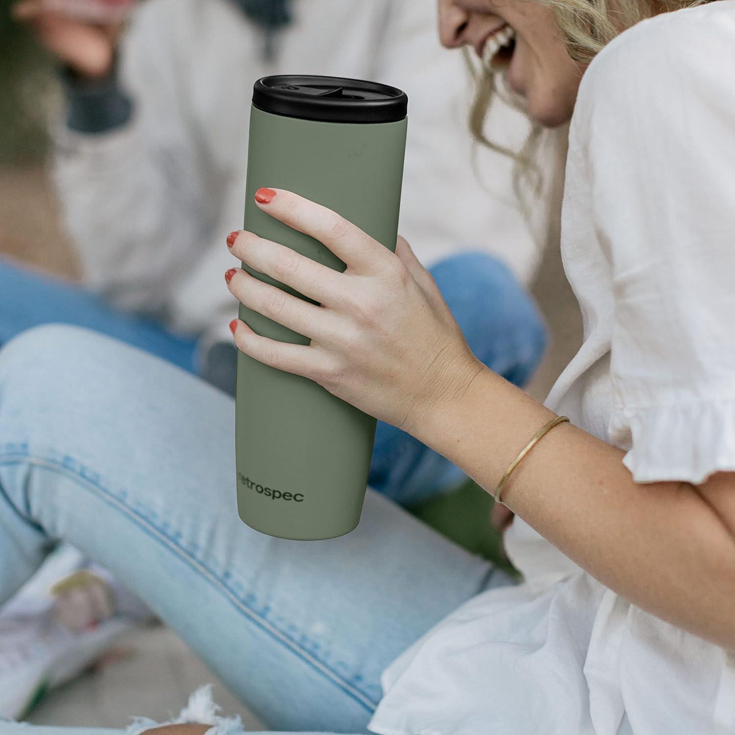 Retrospec Arroyo Stainless Steel Tumbler with Lid and Straw – Reusable Insulated Tumbler Cup – Iced Coffee Travel Mug – Double Walled Thermal Tumblers(Matte Pistachio)