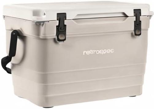 Retrospec Palisade Rotomolded 45 Qt Cooler – Fully Insulated Portable Ice Chest with Built in Bottle Opener, Tie-Down Slots & Dry Goods Basket – Large Beach, Camping & Travel Coolers – Dune