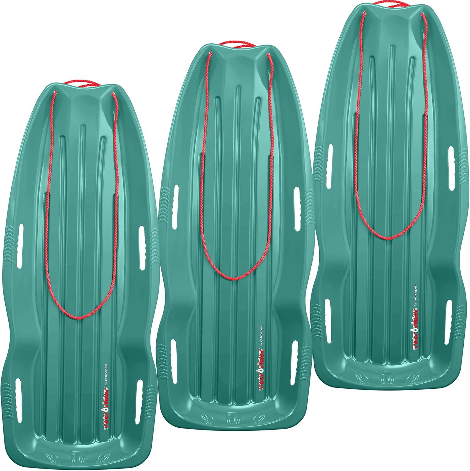 Retrospec Retrorider Plastic Snow Sled – Toboggan Style with Pull Rope, Cold-Resistant Coating, and Hard Bottom for Smooth Downhill Rides – Available in 35″ and 48″ Sizes for Kids and Adults(Wintertide)