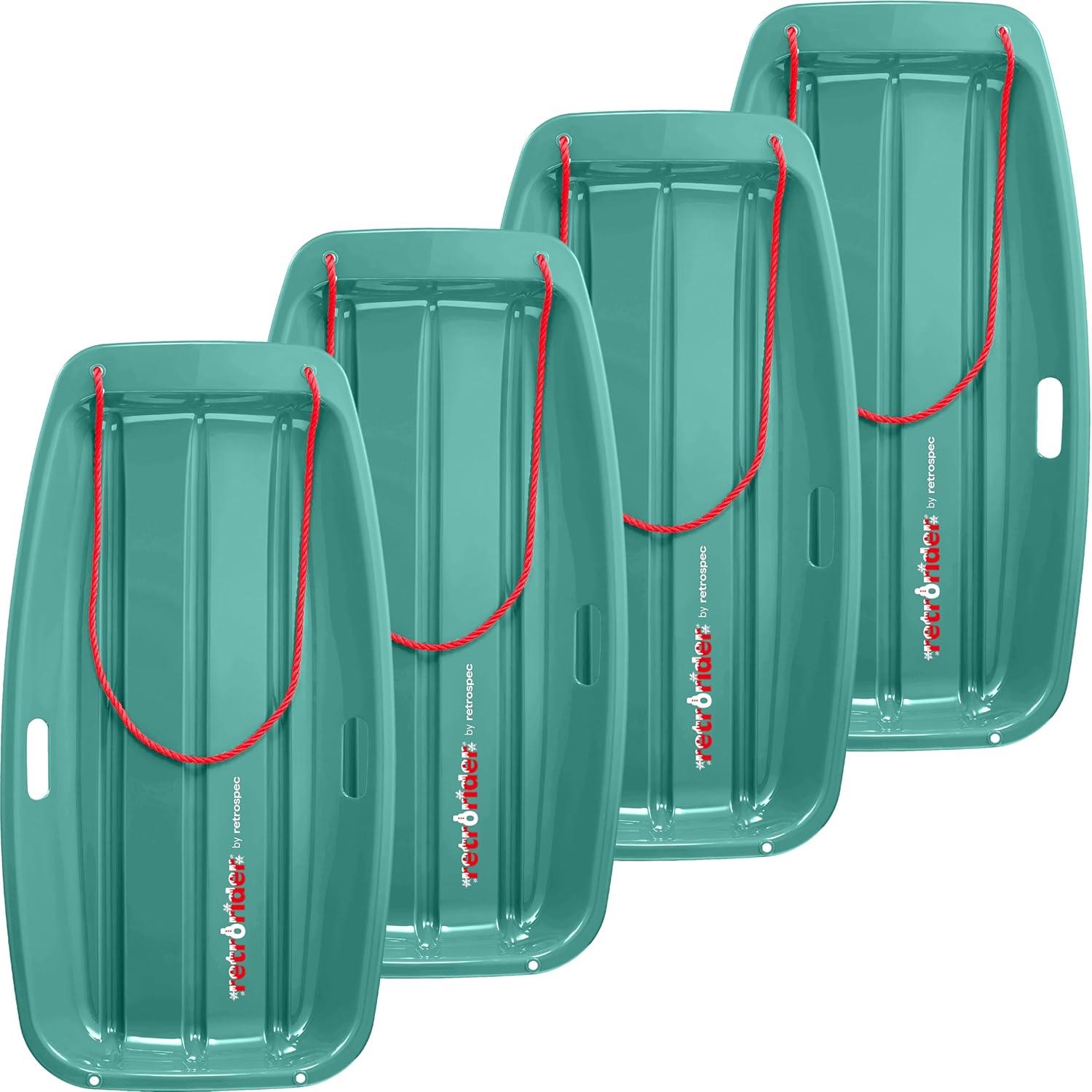 Retrospec Retrorider Plastic Snow Sled – Toboggan Style with Pull Rope, Cold-Resistant Coating, and Hard Bottom for Smooth Downhill Rides – Available in 35″ and 48″ Sizes for Kids and Adults(Wintertide)
