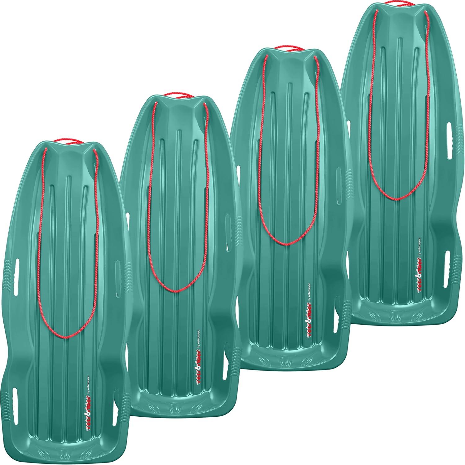 Retrospec Retrorider Plastic Snow Sled – Toboggan Style with Pull Rope, Cold-Resistant Coating, and Hard Bottom for Smooth Downhill Rides – Available in 35″ and 48″ Sizes for Kids and Adults(Wintertide)