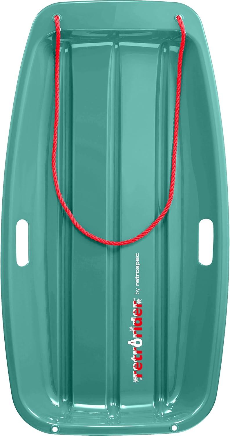 Retrospec Retrorider Plastic Snow Sled – Toboggan Style with Pull Rope, Cold-Resistant Coating, and Hard Bottom for Smooth Downhill Rides – Available in 35″ and 48″ Sizes for Kids and Adults(Wintertide)