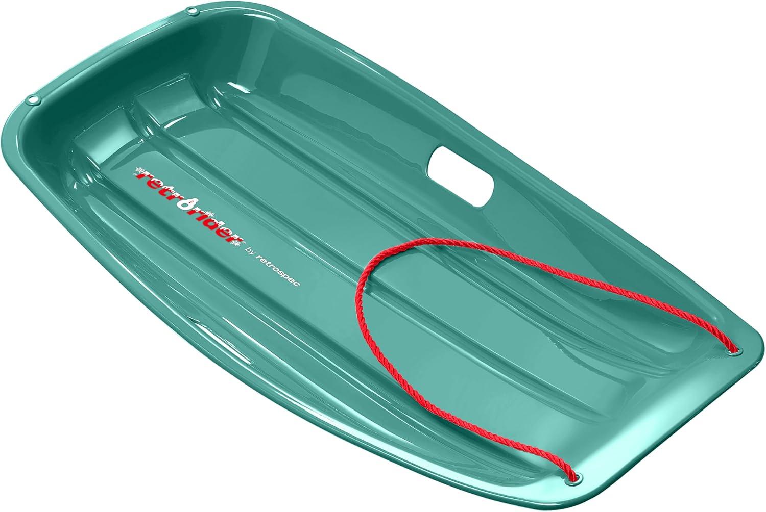 Retrospec Retrorider Plastic Snow Sled – Toboggan Style with Pull Rope, Cold-Resistant Coating, and Hard Bottom for Smooth Downhill Rides – Available in 35″ and 48″ Sizes for Kids and Adults(Wintertide)