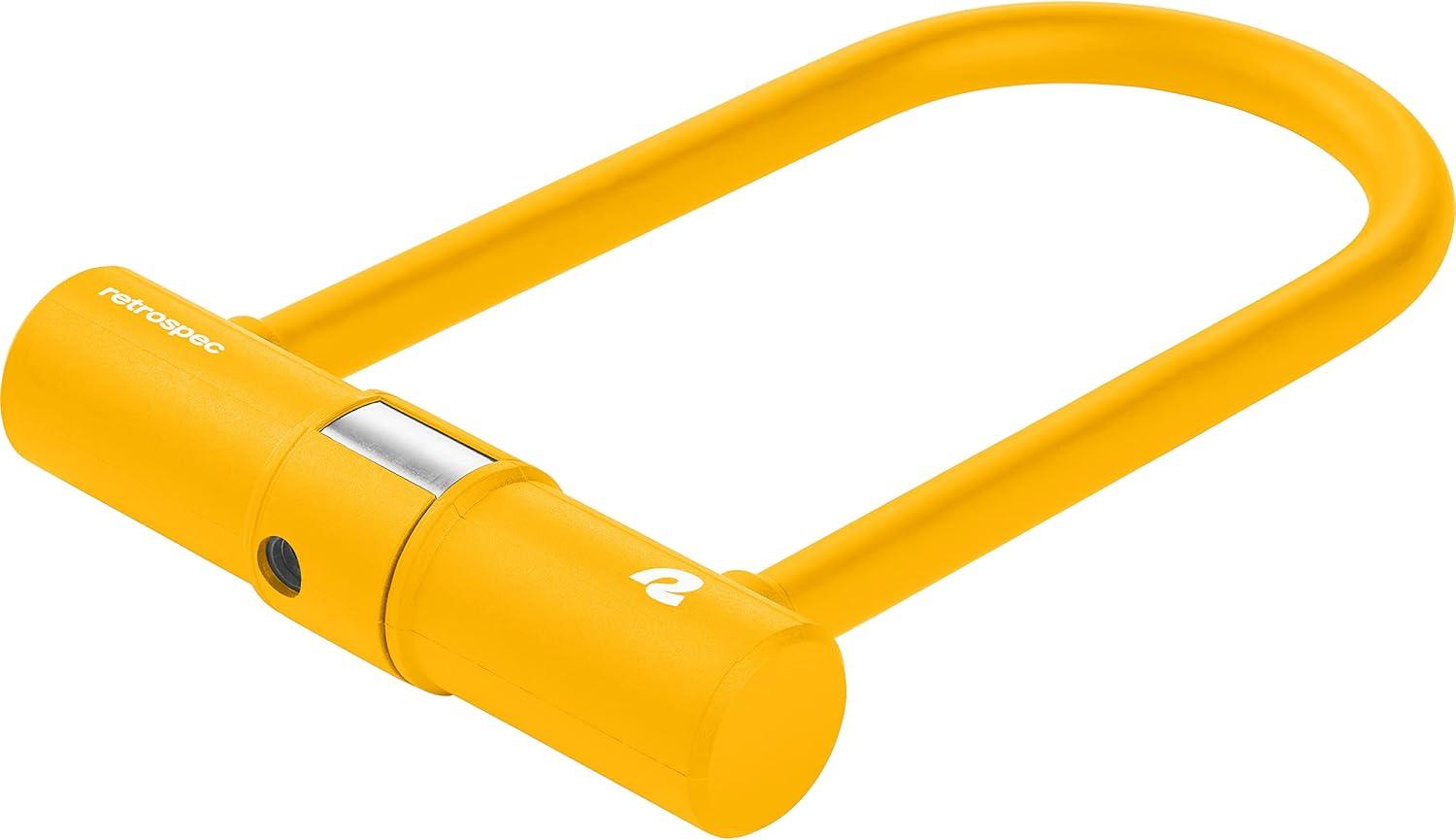 Retrospec Lookout U-Lock Bike Lock with 4Ft Security Cable, Heavy Duty Anti-Theft Bicycle Lock with 14mm Shackle, Pick Resistant & Secure Anti-Rotation Design(Matte Sunflower)