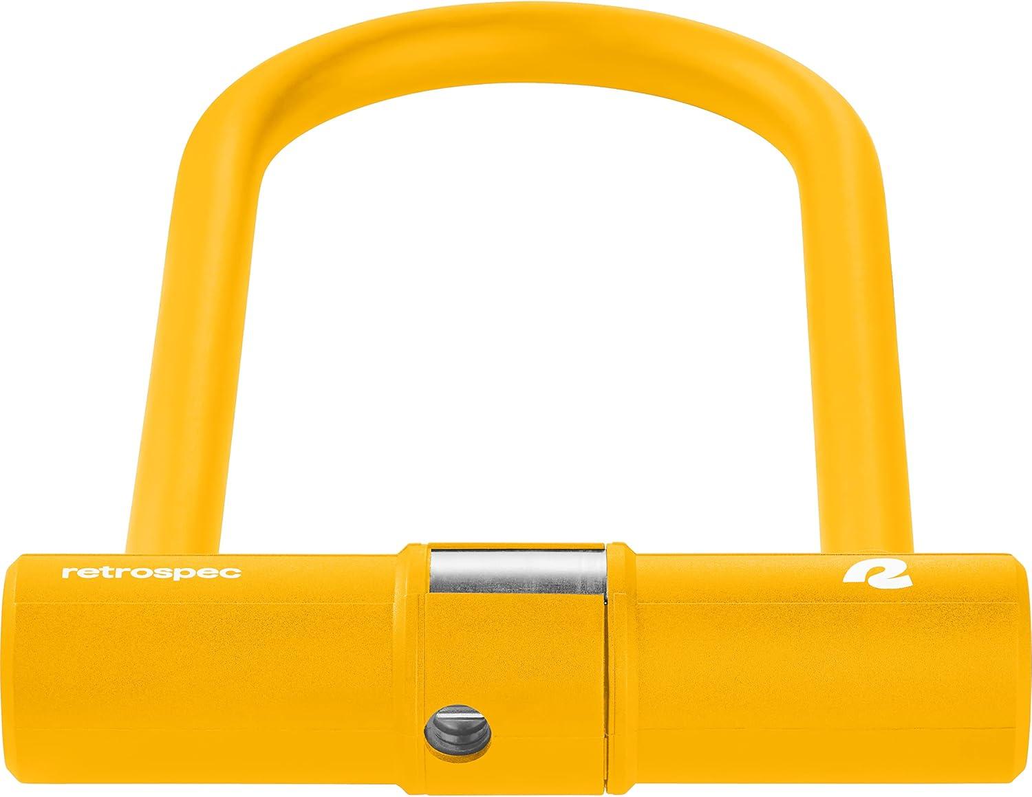 Retrospec Lookout U-Lock Bike Lock with 4Ft Security Cable, Heavy Duty Anti-Theft Bicycle Lock with 14mm Shackle, Pick Resistant & Secure Anti-Rotation Design(Matte Sunflower)
