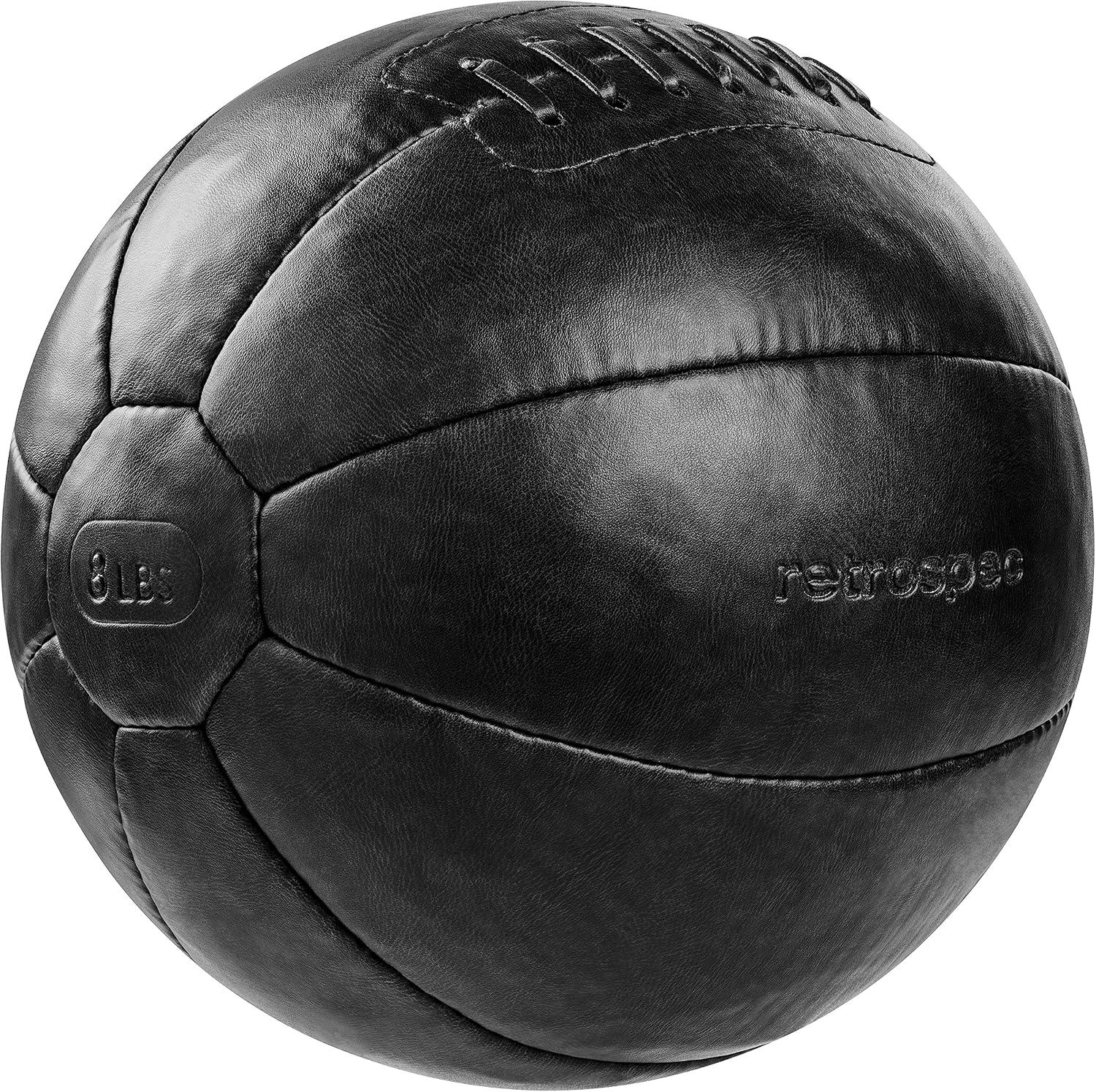 Core Weighted Medicine Ball 4, 6, 8, 10, 12, 14, 16, 20, 25, 30 lbs, Soft Touch Vegan Leather with Sturdy Grip for Strength Training, Recovery, Balance Exercises and Other Full-Body Workouts(Black)