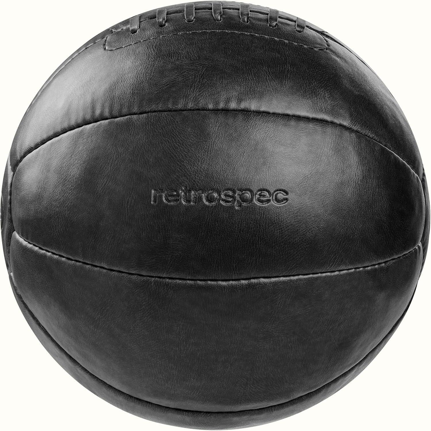 Core Weighted Medicine Ball 4, 6, 8, 10, 12, 14, 16, 20, 25, 30 lbs, Soft Touch Vegan Leather with Sturdy Grip for Strength Training, Recovery, Balance Exercises and Other Full-Body Workouts(Black)