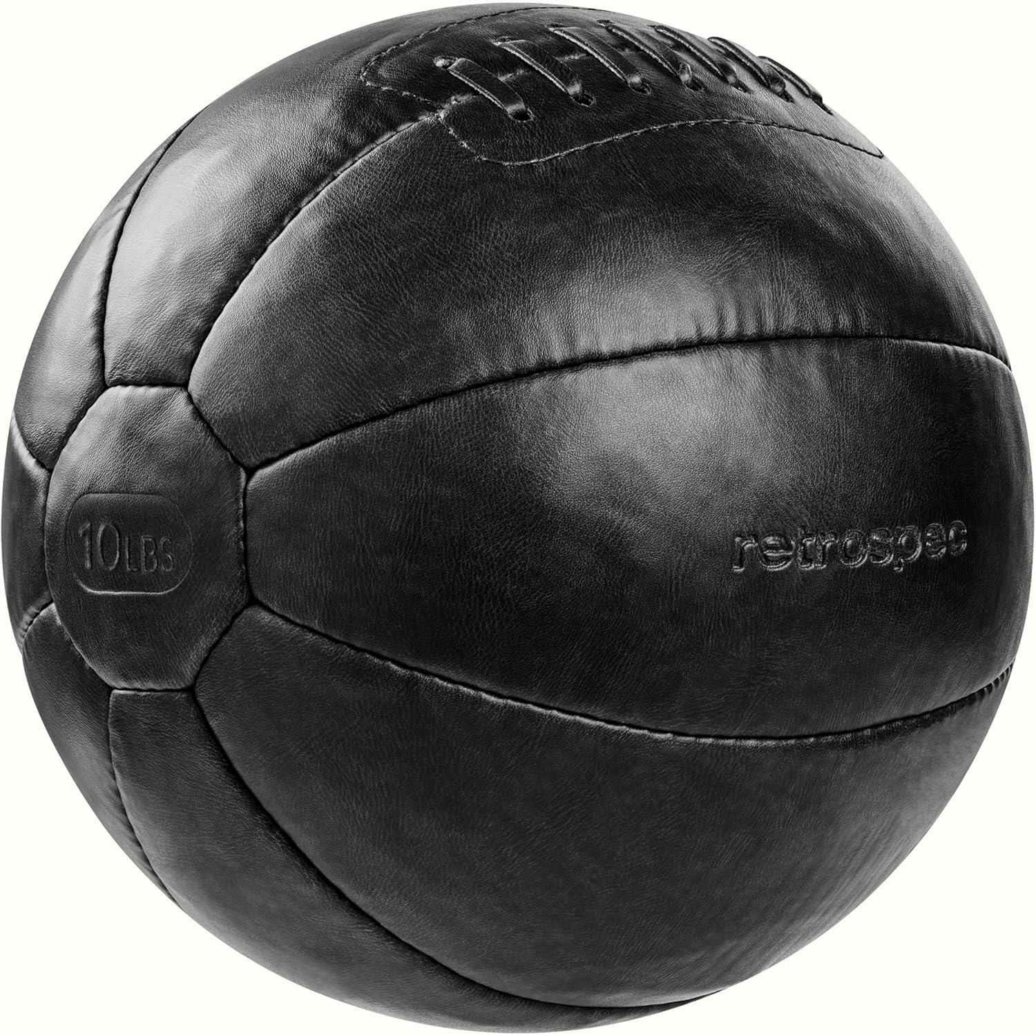 Core Weighted Medicine Ball 4, 6, 8, 10, 12, 14, 16, 20, 25, 30 lbs, Soft Touch Vegan Leather with Sturdy Grip for Strength Training, Recovery, Balance Exercises and Other Full-Body Workouts(Black)