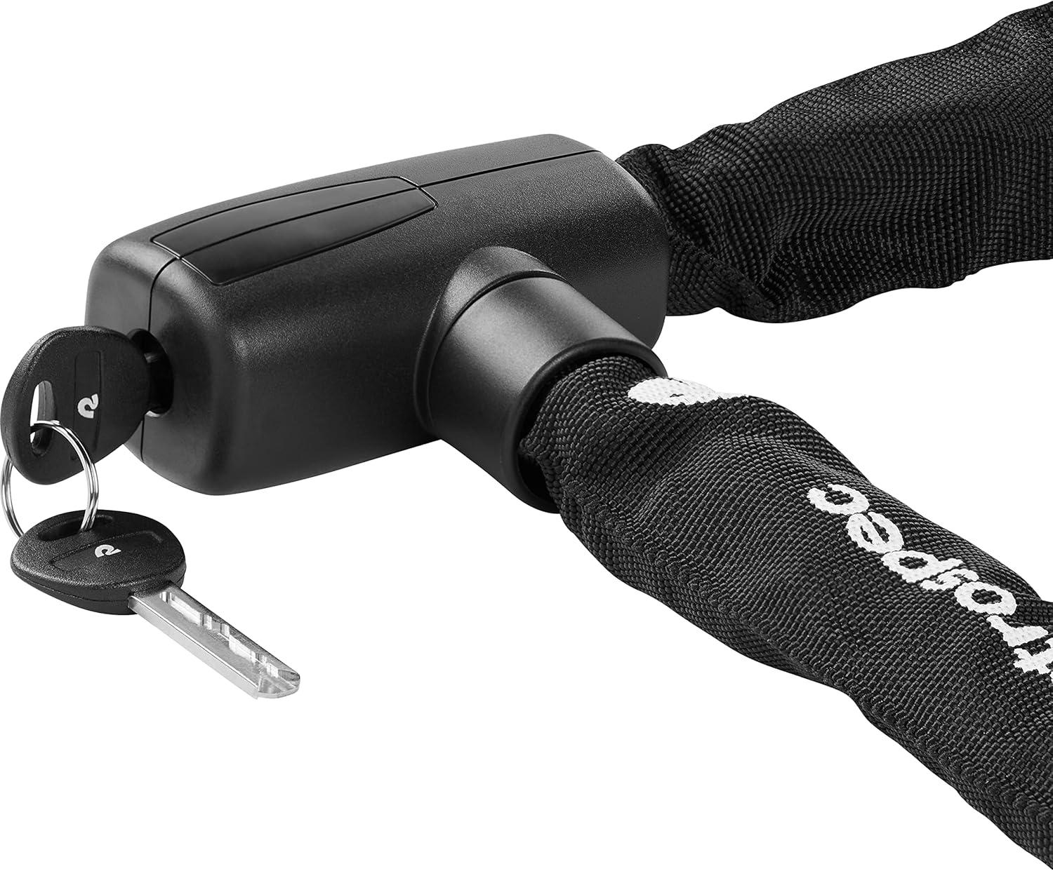 Retrospec Hero Plus Bicycle Chain Lock with Key, Heavy Duty Anti-Theft Bike Lock, 10mm 3′ Cut Resistant 3T Manganese Steel Chain and Weather Resistant Nylon Sleeve(One Size)