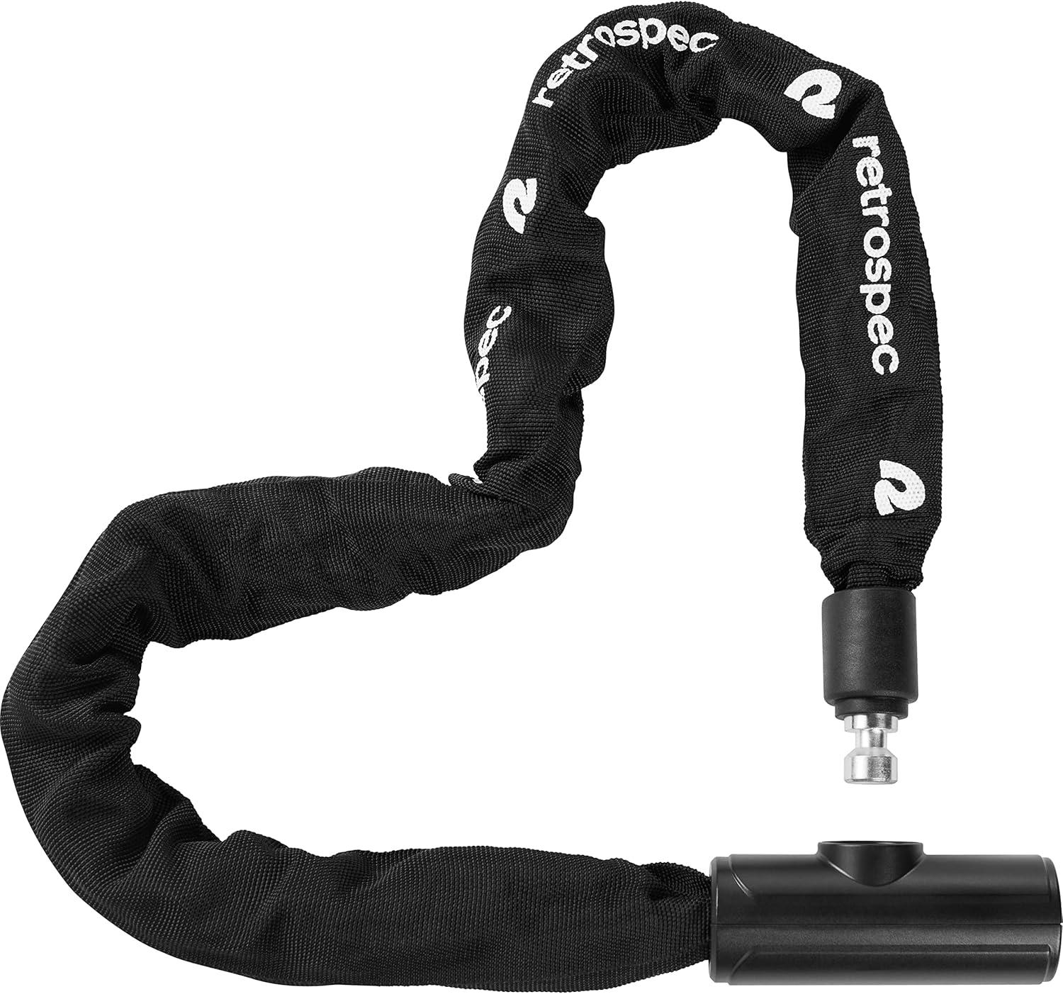 Retrospec Hero Plus Bicycle Chain Lock with Key, Heavy Duty Anti-Theft Bike Lock, 10mm 3′ Cut Resistant 3T Manganese Steel Chain and Weather Resistant Nylon Sleeve(One Size)