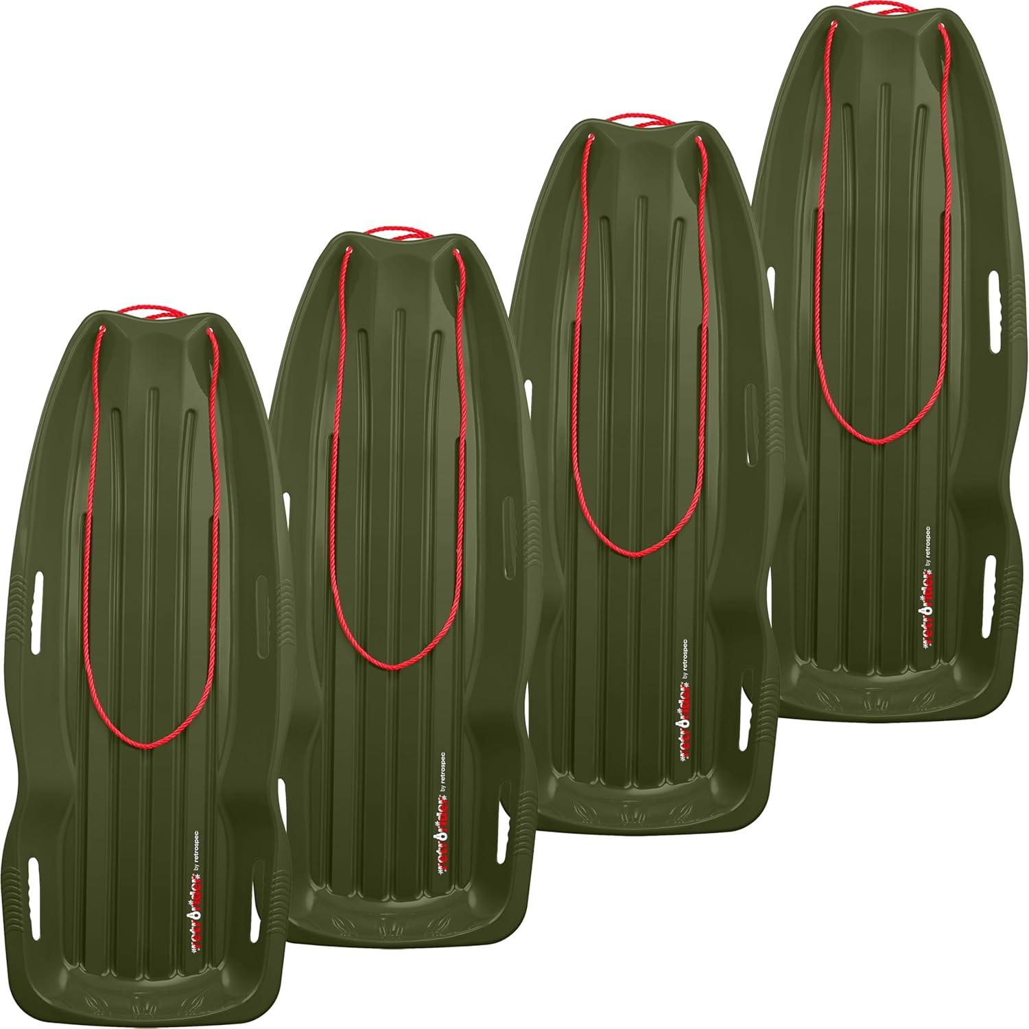 Retrospec Retrorider Plastic Snow Sled – Toboggan Style with Pull Rope, Cold-Resistant Coating, and Hard Bottom for Smooth Downhill Rides – Available in 35″ and 48″ Sizes for Kids and Adults(Mistletoe)