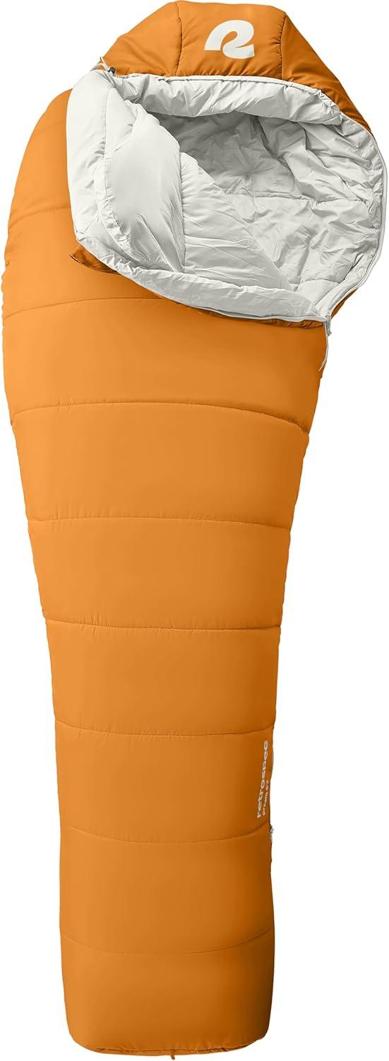 Retrospec Dream Mummy Sleeping Bag – 5, 15, & 30°F Cold Weather Camping & Travel Essential Gear with Water – Resistant Shell & Synthetic Fill – Zippered Pocket & Stuff Sack(Clay)