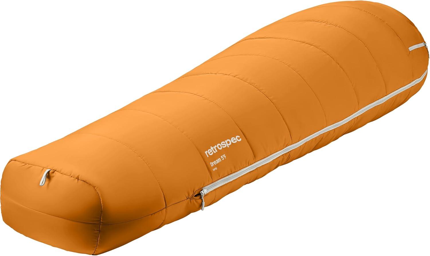 Retrospec Dream Mummy Sleeping Bag – 5, 15, & 30°F Cold Weather Camping & Travel Essential Gear with Water – Resistant Shell & Synthetic Fill – Zippered Pocket & Stuff Sack(Clay)