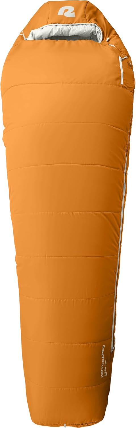 Retrospec Dream Mummy Sleeping Bag – 5, 15, & 30°F Cold Weather Camping & Travel Essential Gear with Water – Resistant Shell & Synthetic Fill – Zippered Pocket & Stuff Sack(Clay)