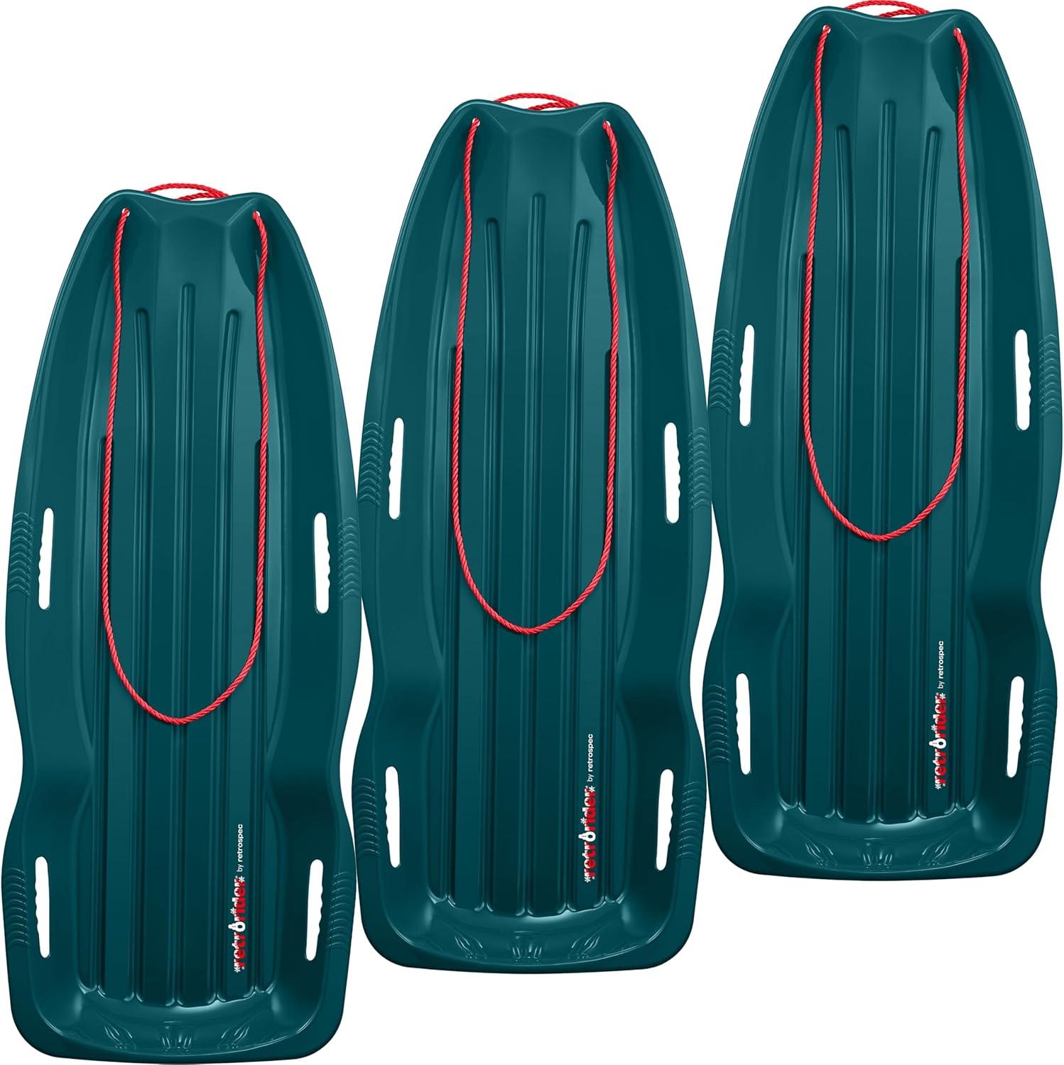 Retrospec Retrorider Plastic Snow Sled – Toboggan Style with Pull Rope, Cold-Resistant Coating, and Hard Bottom for Smooth Downhill Rides – Available in 35″ and 48″ Sizes for Kids and Adults(Snowy Spruce)