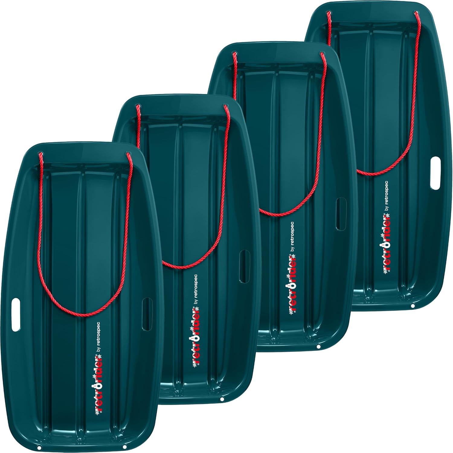 Retrospec Retrorider Plastic Snow Sled – Toboggan Style with Pull Rope, Cold-Resistant Coating, and Hard Bottom for Smooth Downhill Rides – Available in 35″ and 48″ Sizes for Kids and Adults(Snowy Spruce)