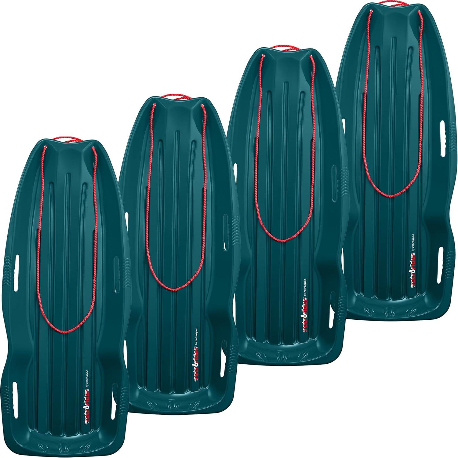 Retrospec Retrorider Plastic Snow Sled – Toboggan Style with Pull Rope, Cold-Resistant Coating, and Hard Bottom for Smooth Downhill Rides – Available in 35″ and 48″ Sizes for Kids and Adults(Snowy Spruce)