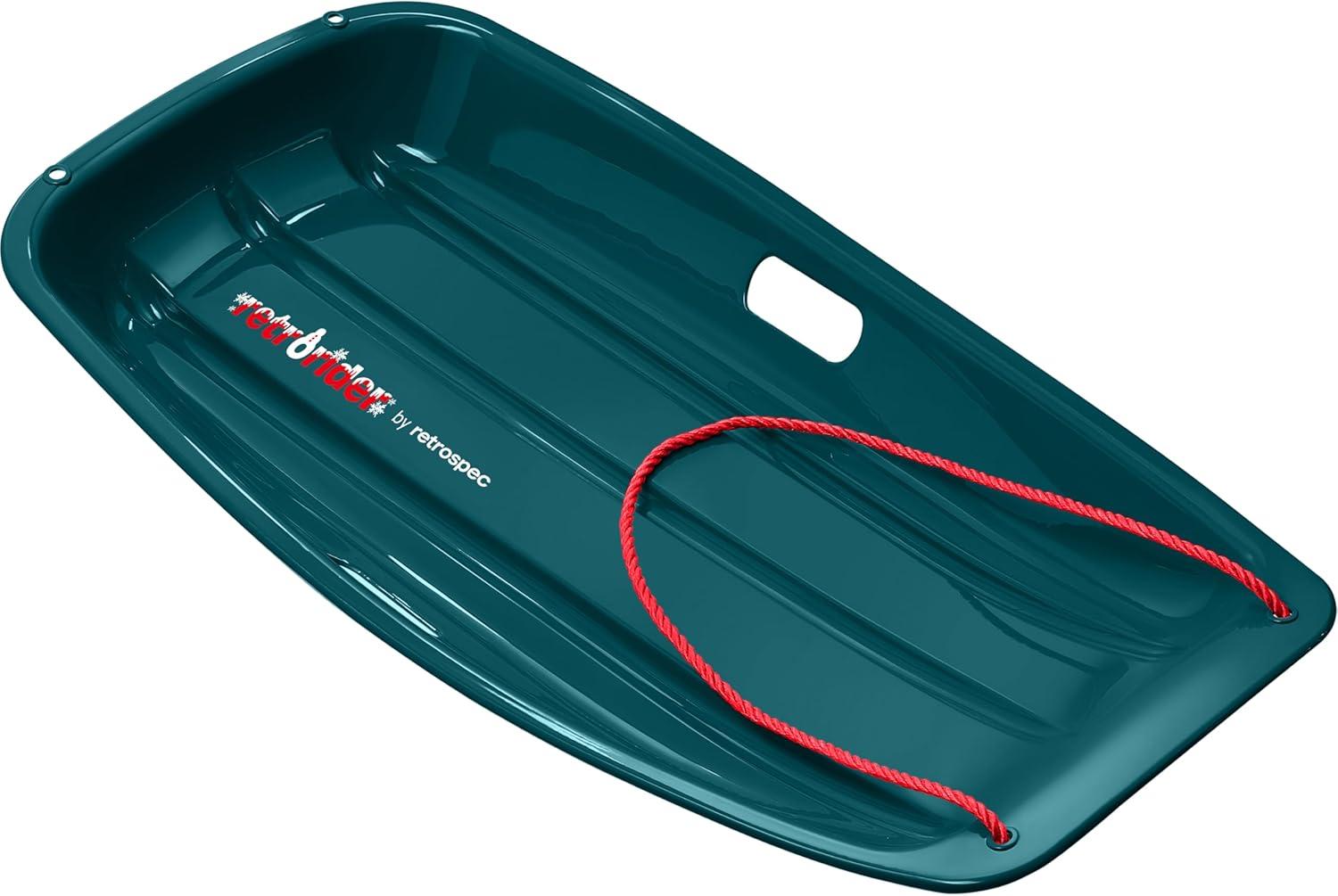 Retrospec Retrorider Plastic Snow Sled – Toboggan Style with Pull Rope, Cold-Resistant Coating, and Hard Bottom for Smooth Downhill Rides – Available in 35″ and 48″ Sizes for Kids and Adults(Snowy Spruce)